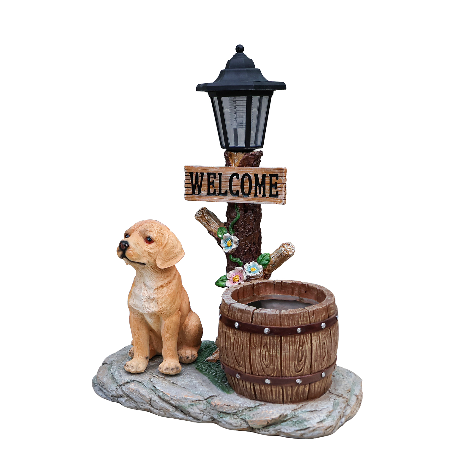 Labrador Dog Solar Planter Garden Statue - Image 4