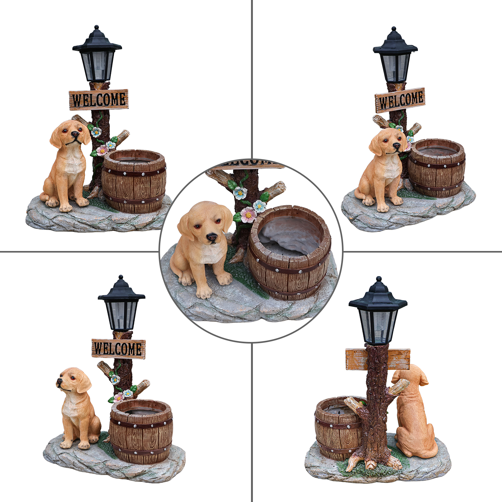 Labrador Dog Solar Planter Garden Statue - Image 5