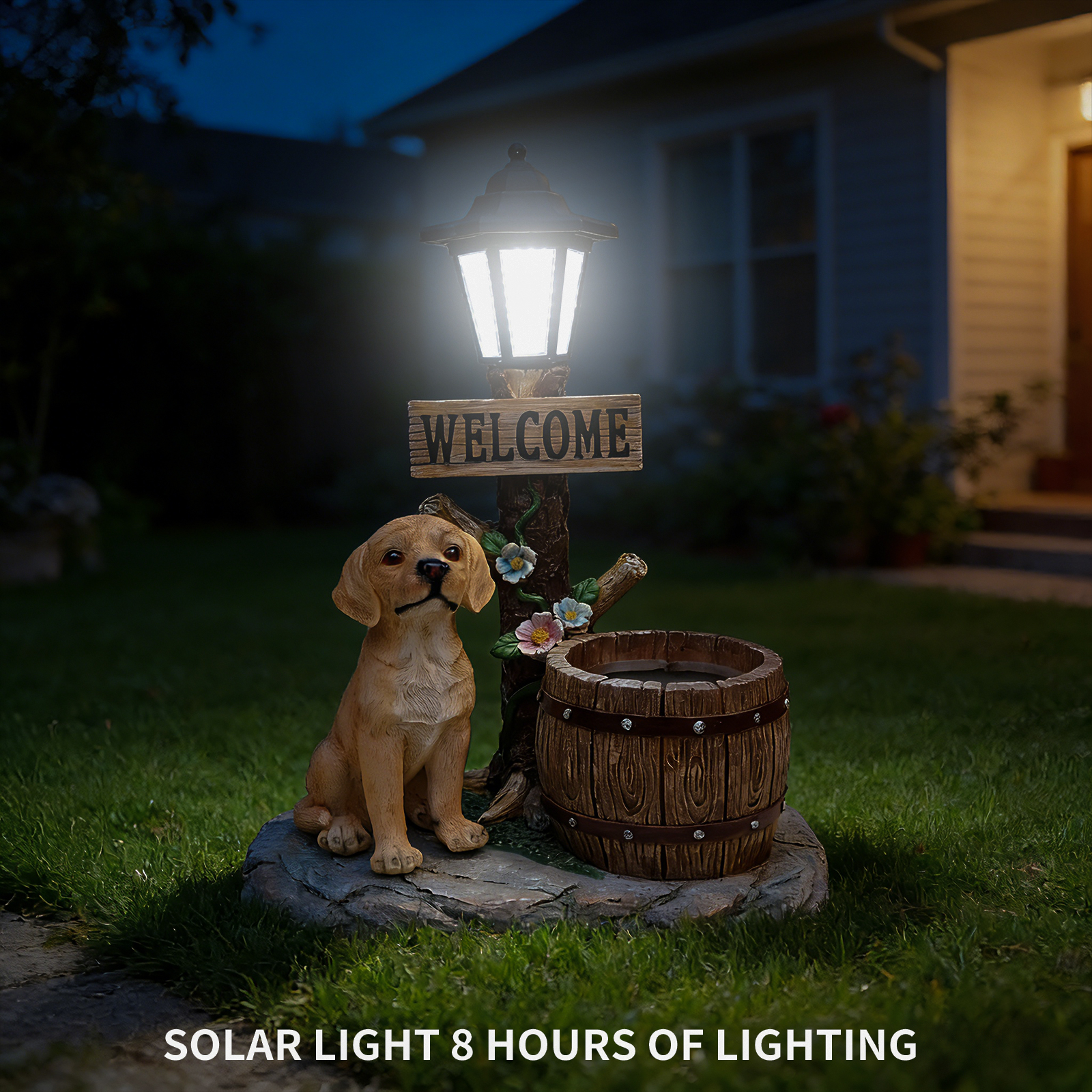 Labrador Dog Solar Planter Garden Statue - Image 6