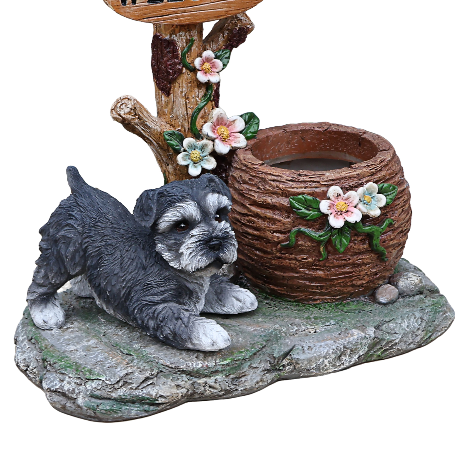 Schnauzer Dog Solar Planter Statue with LED Light - Image 6
