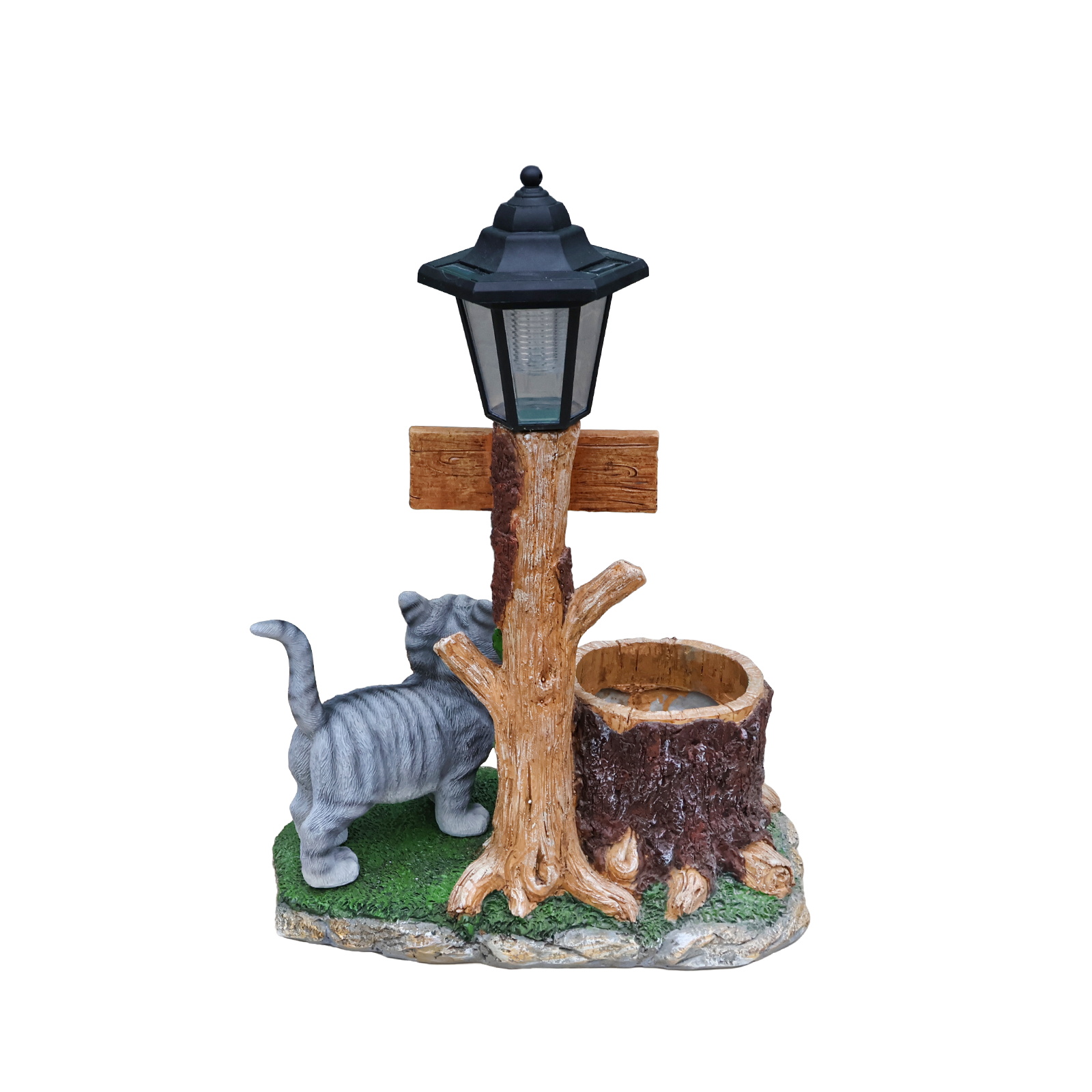 Cat Solar Planter Statue for Outdoor Decor - Image 5
