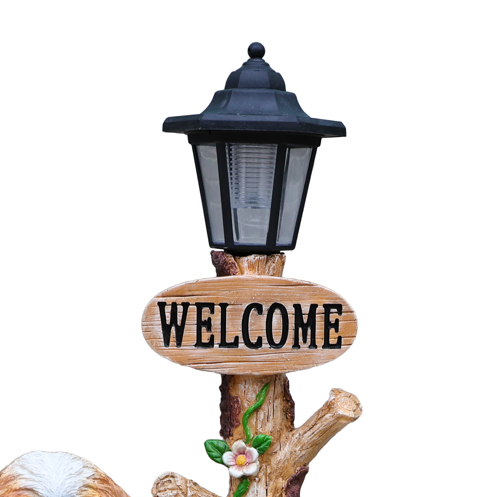 Sitting Dog Solar Lantern Planter Statue - Image 2