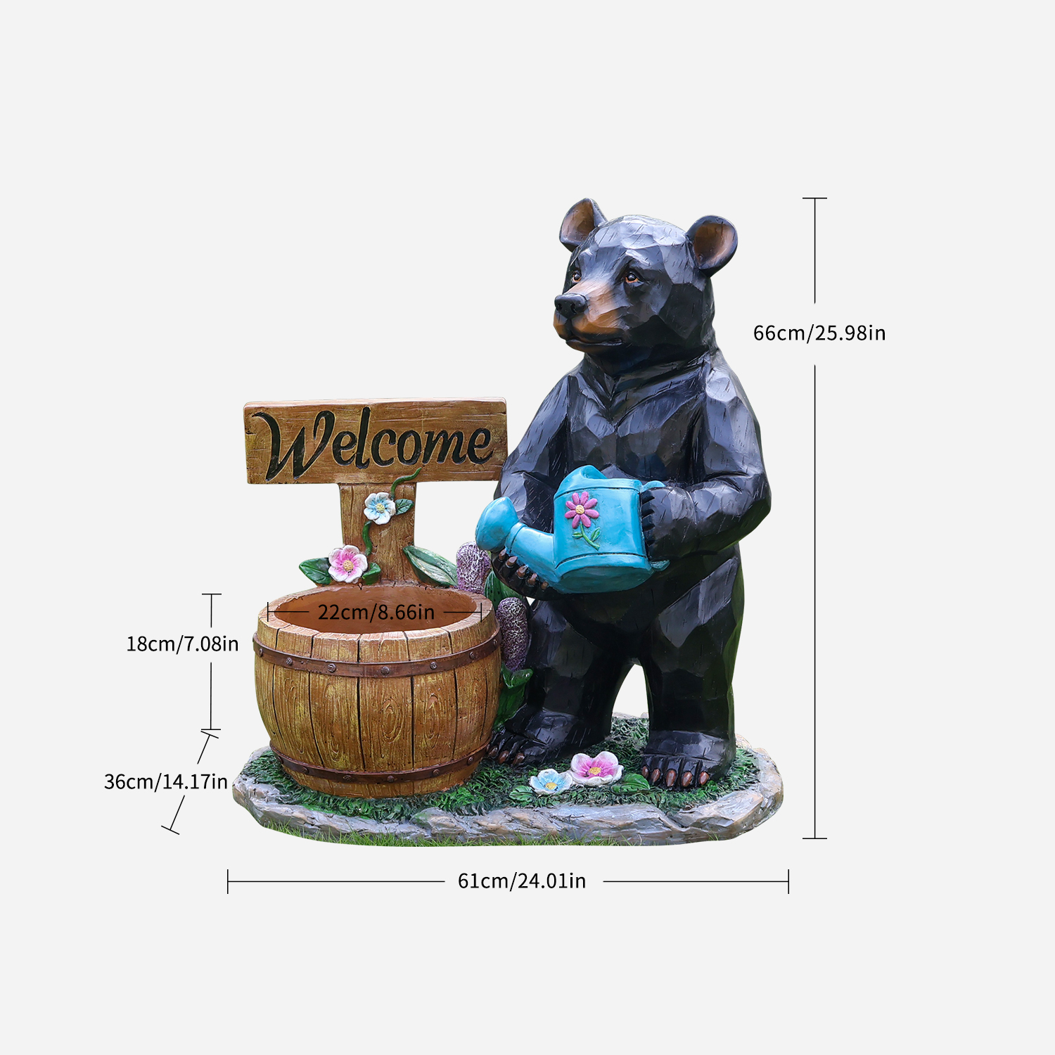 Outdoor Garden Sculpture Bear Flower Pot Planter - Unique Yard Statue Decoration, Interesting Law Outdoor Ornament - Image 5