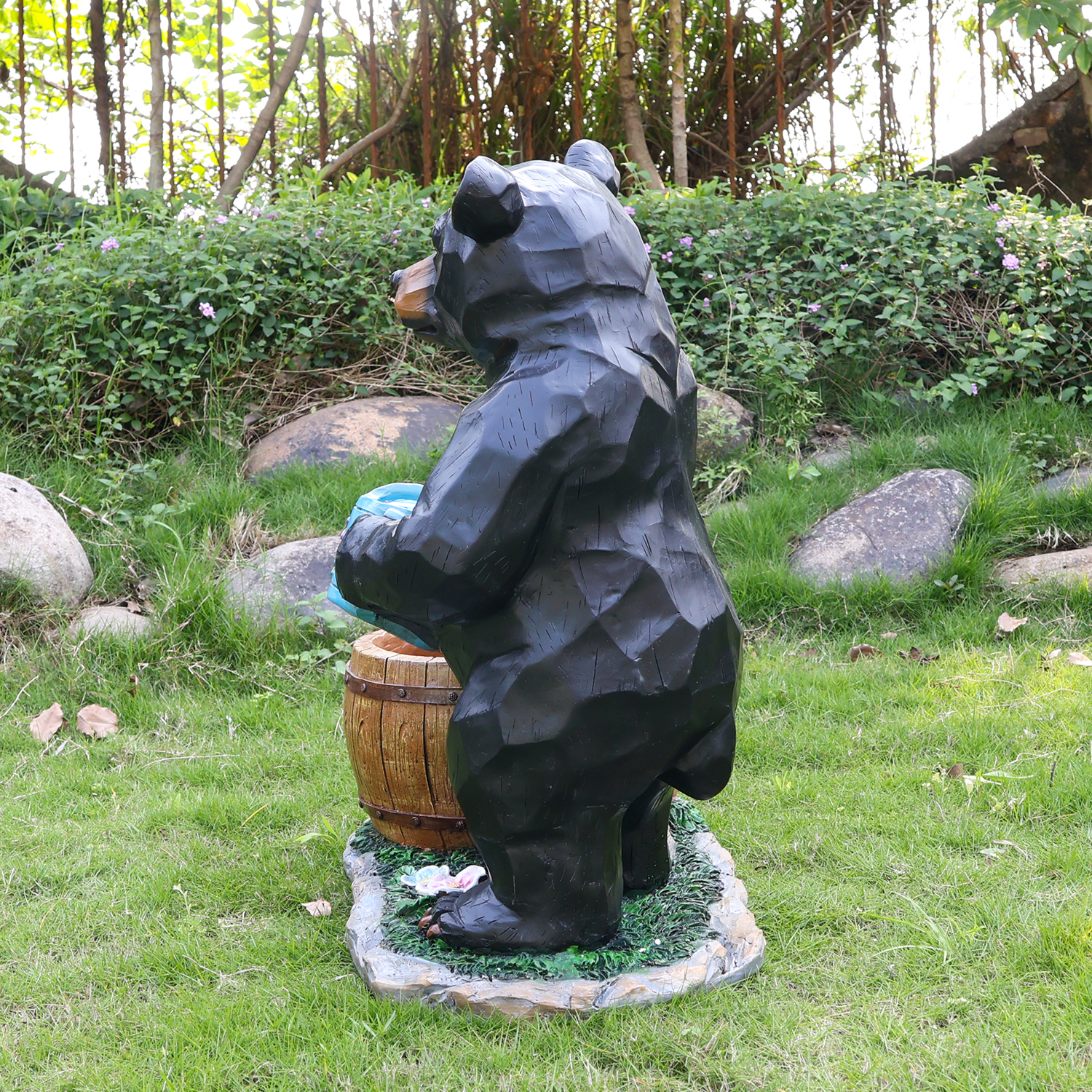 Outdoor Garden Sculpture Bear Flower Pot Planter - Unique Yard Statue Decoration, Interesting Law Outdoor Ornament - Image 4
