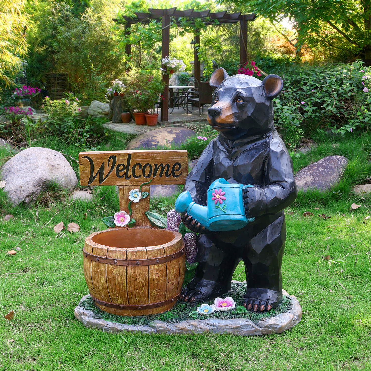 Outdoor Garden Sculpture Bear Flower Pot Planter - Unique Yard Statue Decoration, Interesting Law Outdoor Ornament - Image 6