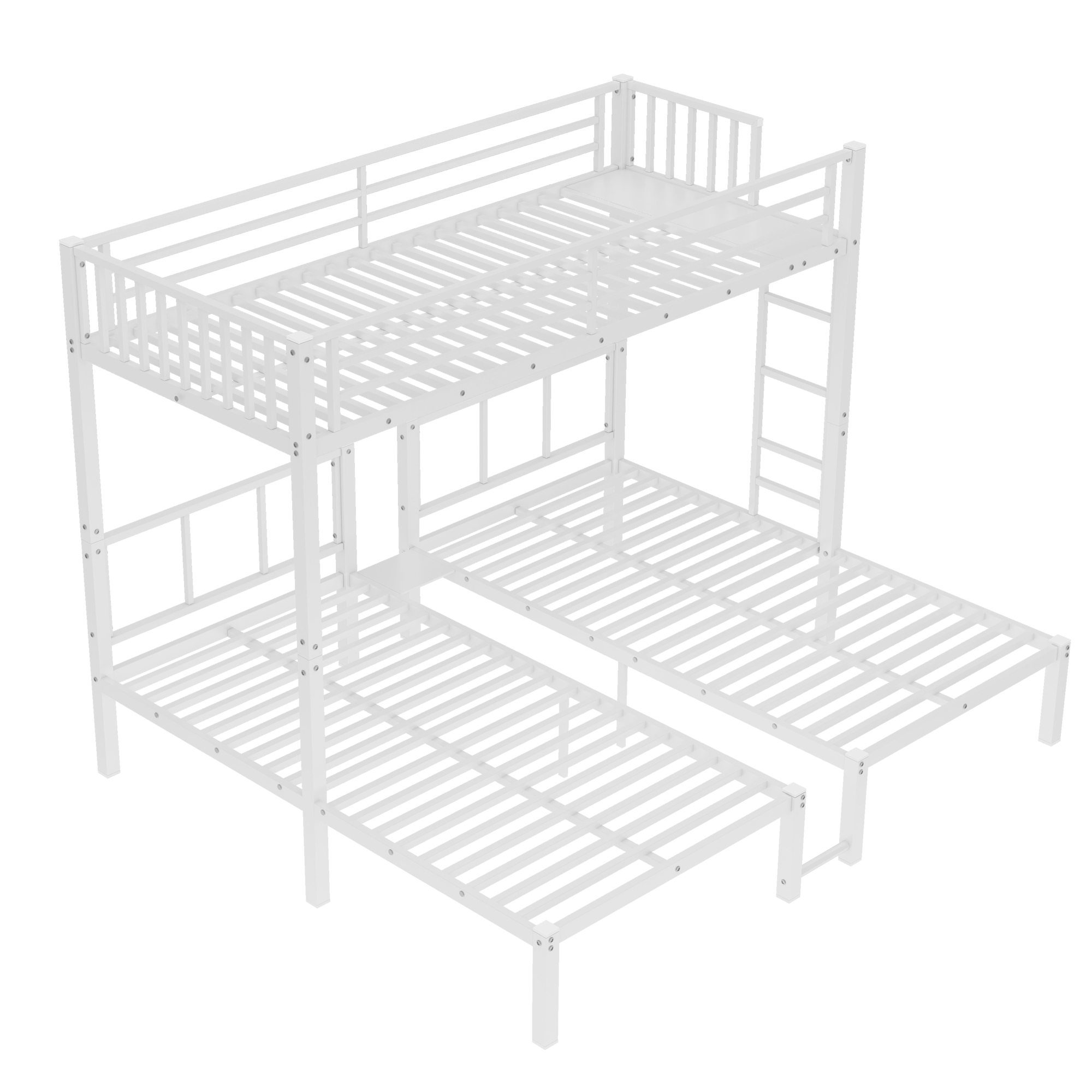 Twin over Twin & Twin Bunk Beds for 3, Twin XL over Twin & Twin Bunk Bed Metal Triple Bunk Bed, White - Image 5