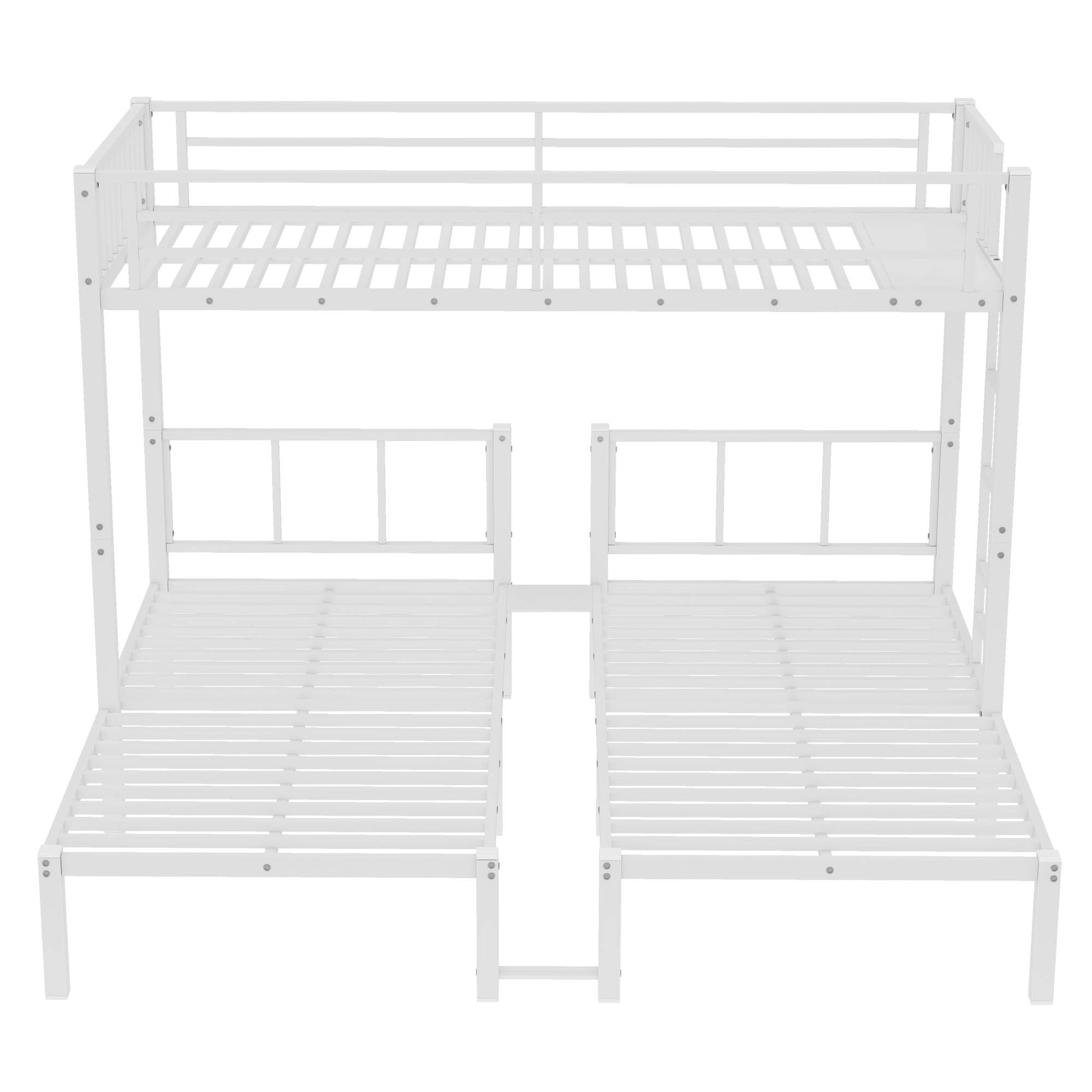 Twin over Twin & Twin Bunk Beds for 3, Twin XL over Twin & Twin Bunk Bed Metal Triple Bunk Bed, White - Image 6
