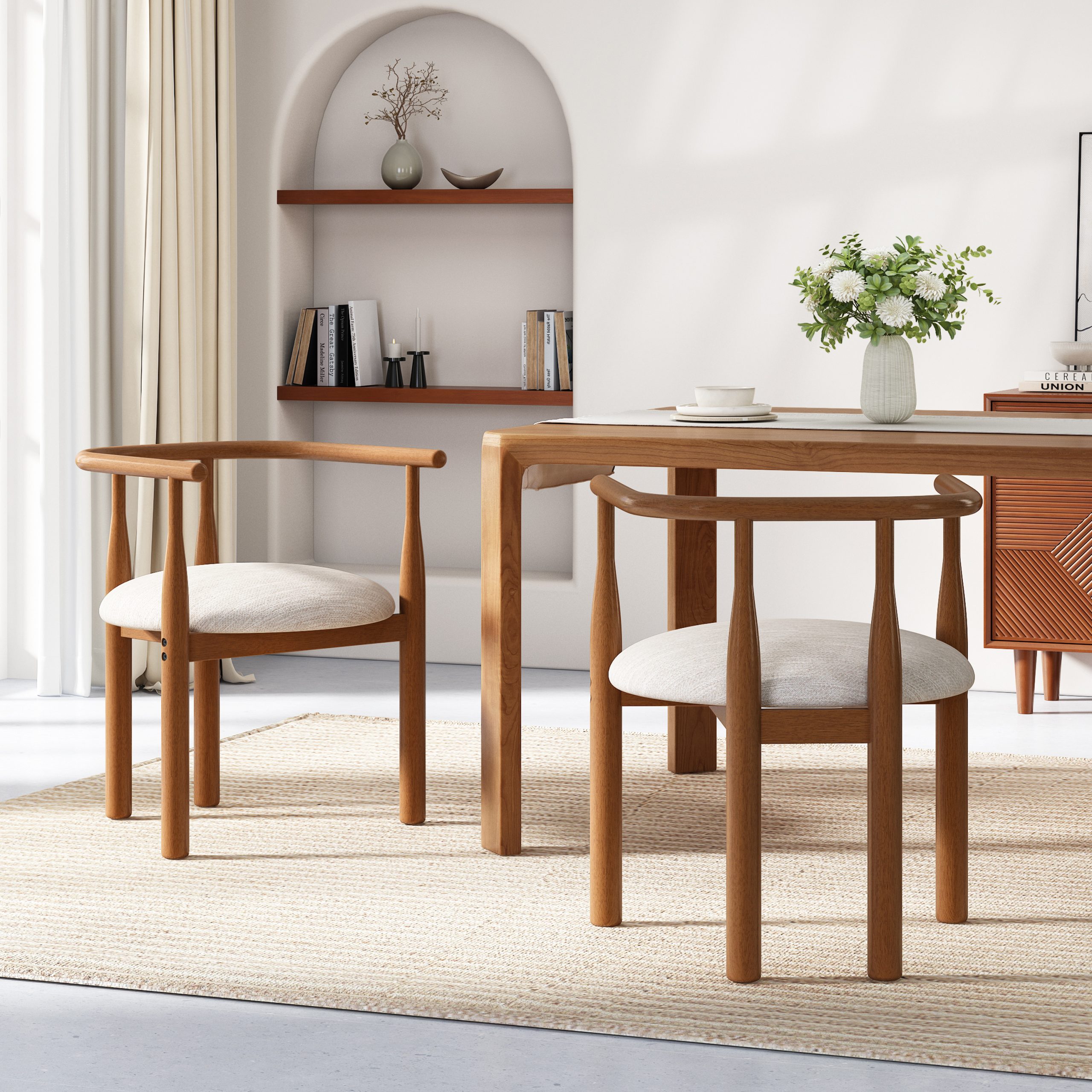 Modern dining chair,kitchen chair with solid wood legs, Dining Chairs for Home Bar/Restaurant and Dining Room,Set of 2,Walnut - Image 2