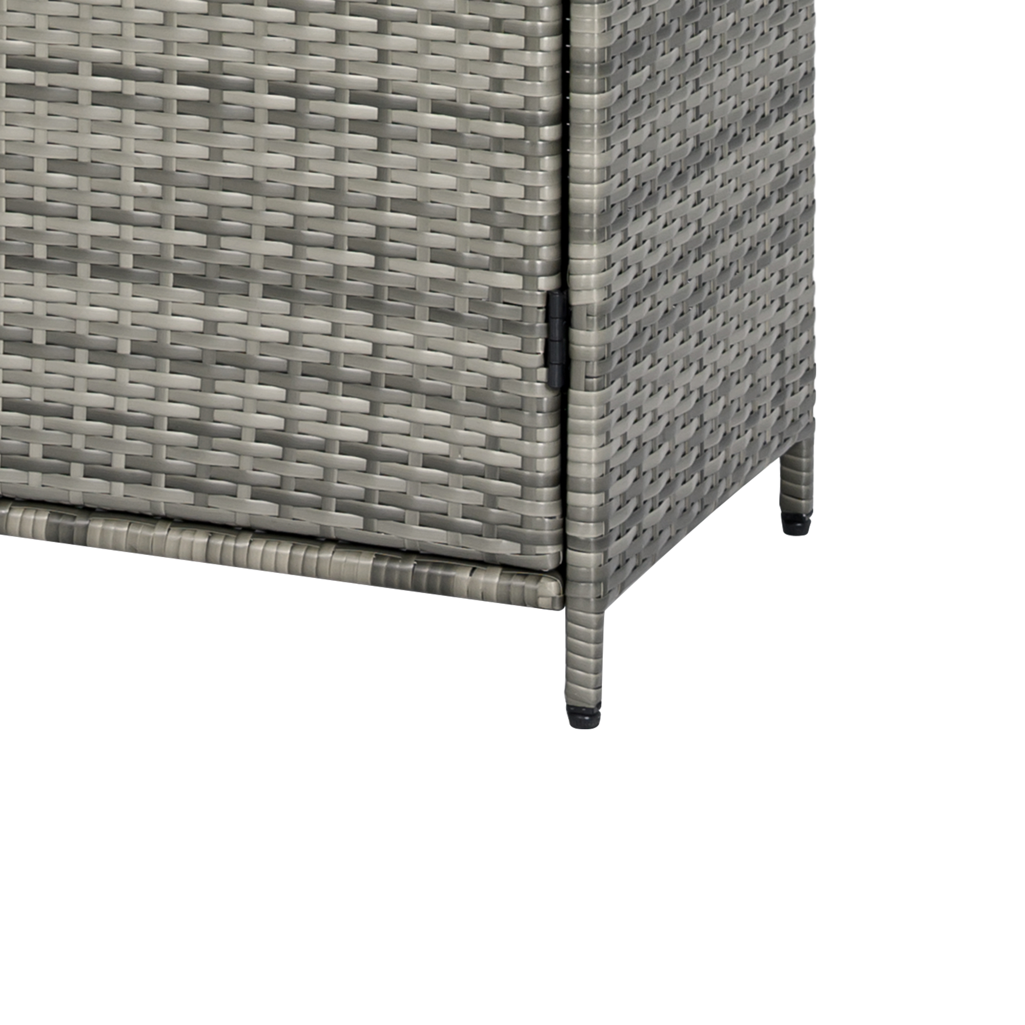 K&K 72" Tall Arched Wicker Outdoor Storage Cabinet with Shelves, 4-Door Outdoor Rattan Vertical Storage Shed with Adjustable Shelves, Outdoor Towel Holder for Garden, Backyard, Pool, Grey - Image 4