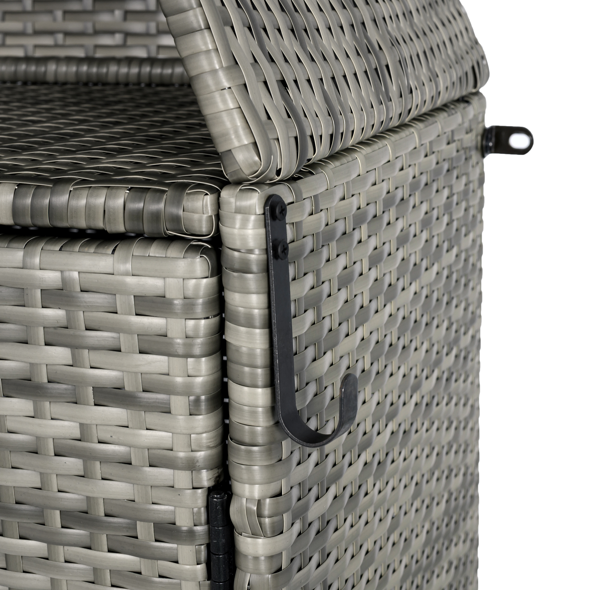 K&K 72" Tall Arched Wicker Outdoor Storage Cabinet with Shelves, 4-Door Outdoor Rattan Vertical Storage Shed with Adjustable Shelves, Outdoor Towel Holder for Garden, Backyard, Pool, Grey - Image 6