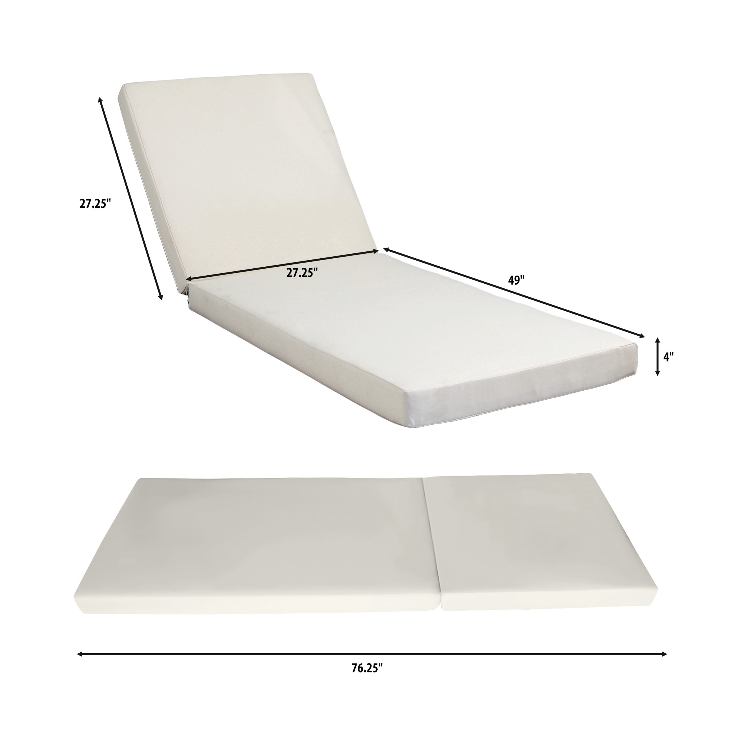 LOUNGE CHAISE SET, ACACIA WOOD WITH WATER-RESISTANT LOUNGE CUSHIONS (CREAM & 4 INCH THICK) - MATCHING DARK GREY VERSION AVAILABLE - Image 3
