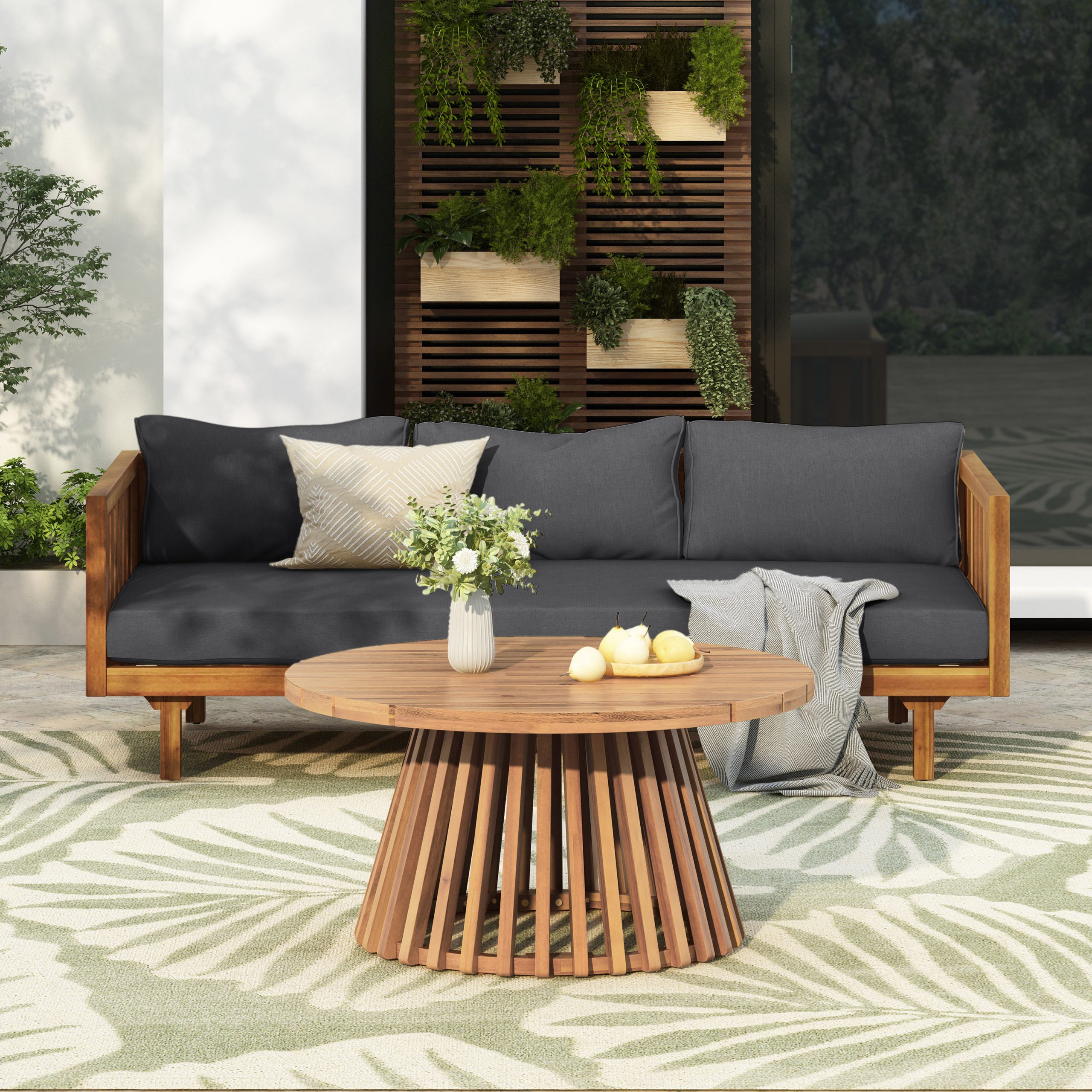 PATIO FURNITRE SETS : CLAREMONT 3 SEATER DAYBED + ACACIA WOOD TABLE - Image 2