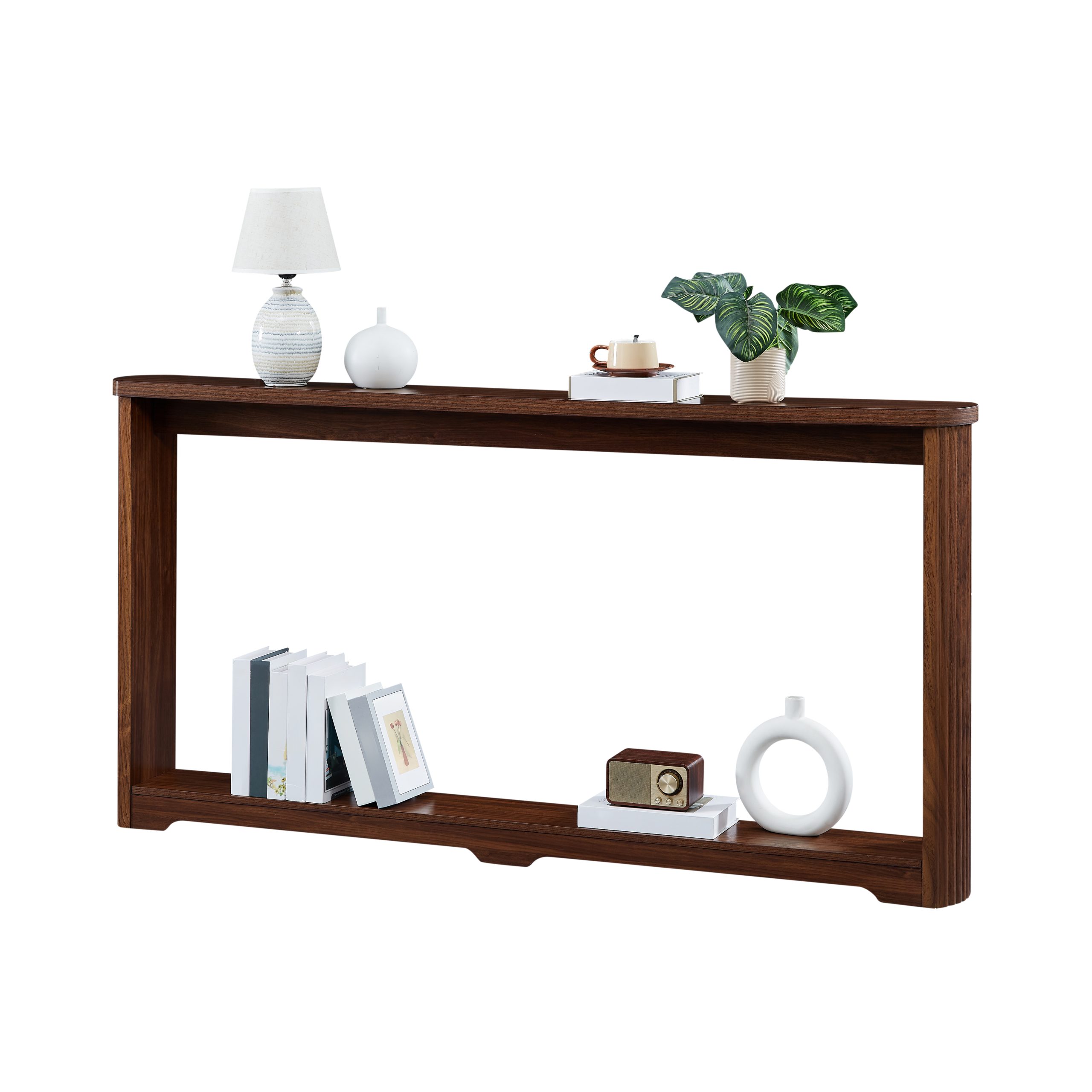 70.1"corrugated texture storage table for entranceways, narrow wooden console sofa table, can be placed behind the sofa, suitable for entranceways, corridors, and front door.Walnut.70.1"L*8.7"W*35.5"H - Image 5