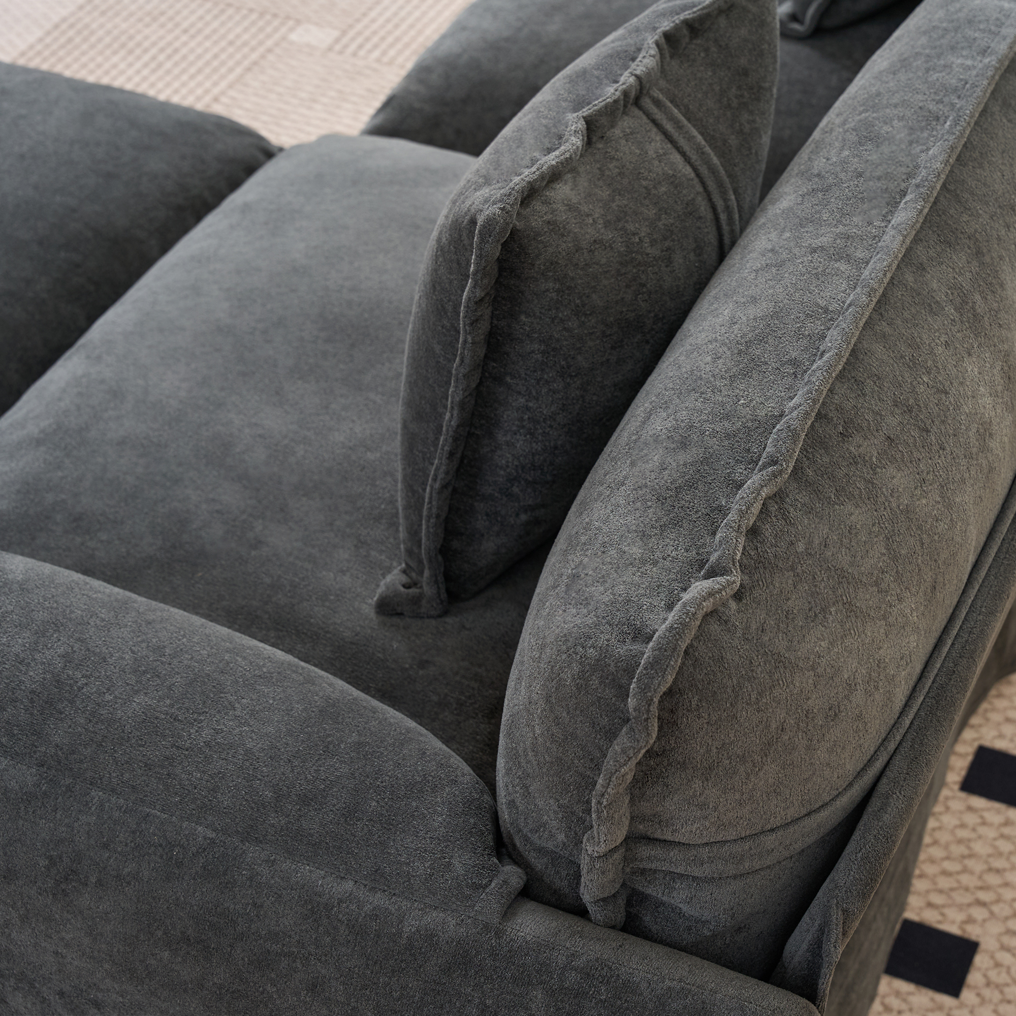 Oversized 41.73" Sofa Chair, Modern Upholstered Armchair with 1 Toss Pillow, Modular Sectional Sofa for Living Room, Deep Seat Reading Sofa for Bedroom Apartment, DIY Combination Chenille,Grey - Image 6