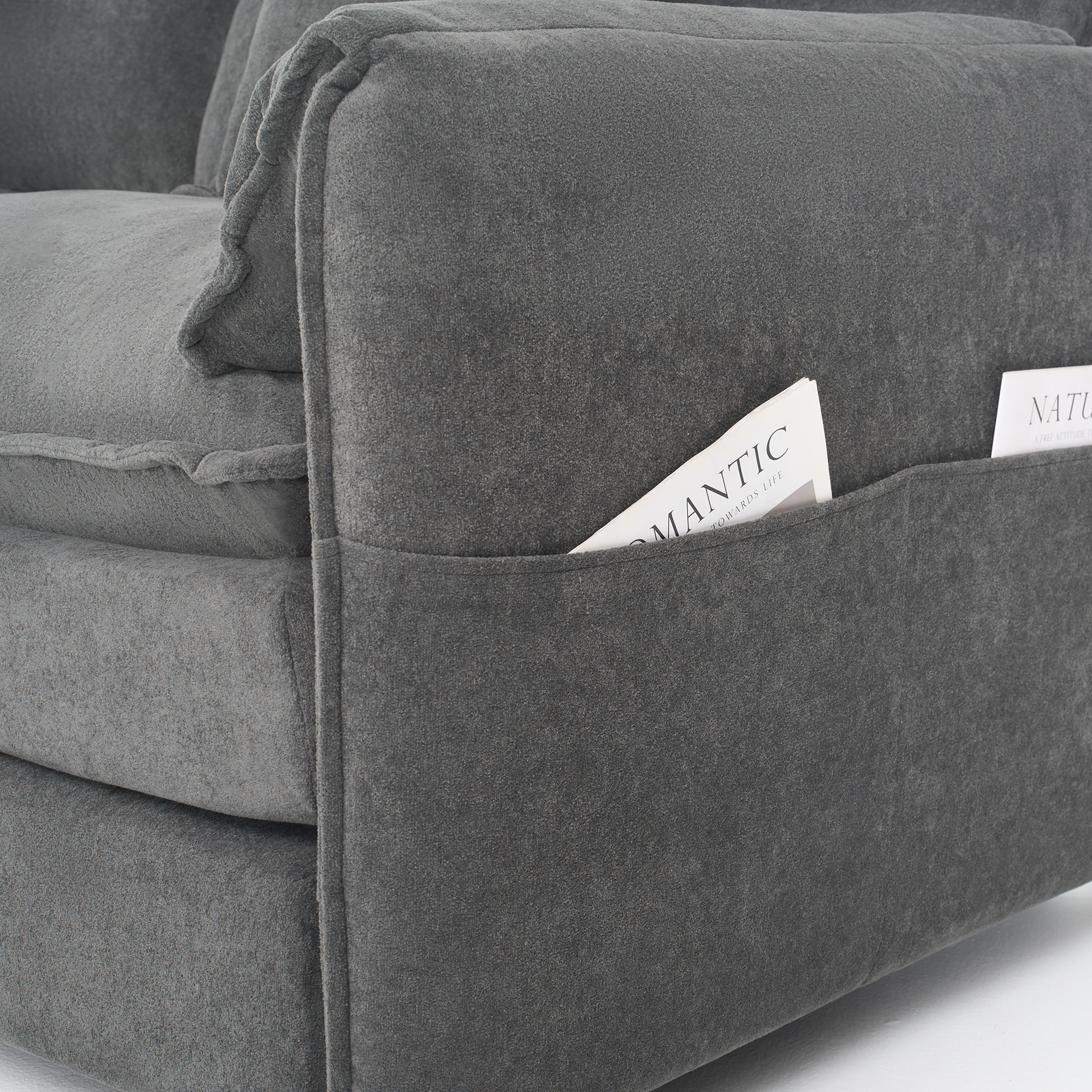 Oversized Deep Seat Luxury 2 Piece Sofa Set, 2 Pieces of Loveseat Sofa, Modern Chenille Comfy Cloud Couches Set for Living Room Office with 4 Pillows,DIY Combination,Grey - Image 5