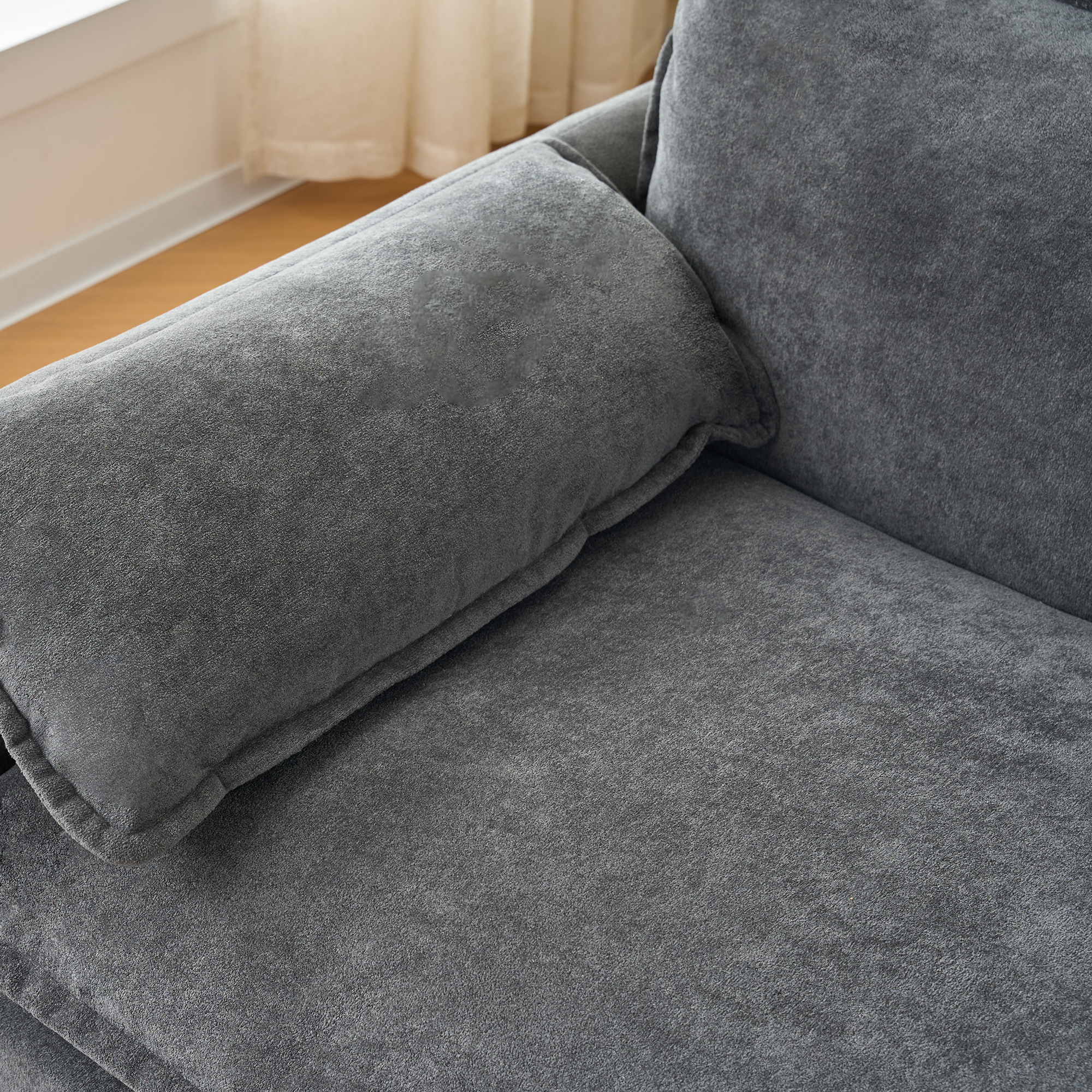 Modular Sectional Sofa, Oversized Deep Seat U Shaped Couch Set for Living Room, 4-Seater Comfy Cloud Couches with 2 Movable Ottomans, DIY Combination, Chenille,Grey - Image 6