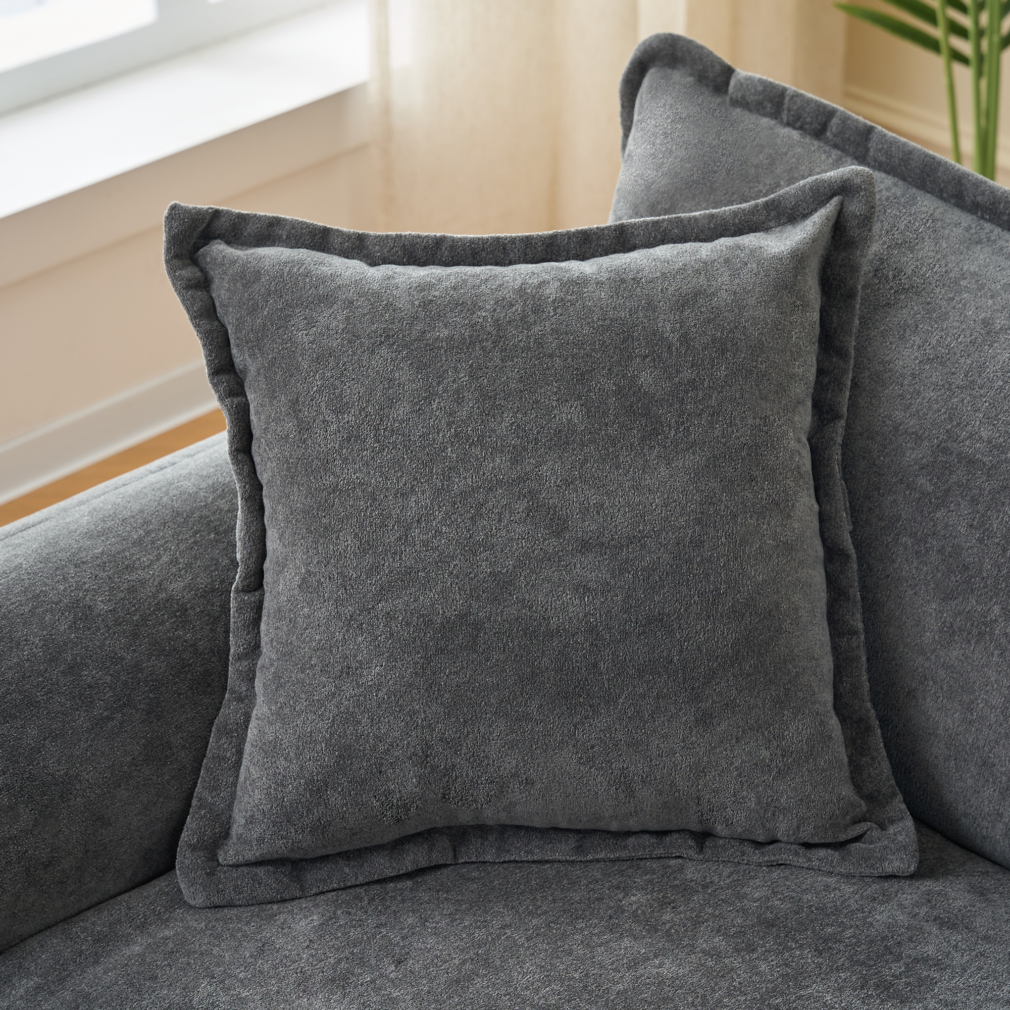Modular Sectional Sofa, Oversized Deep Seat U Shaped Couch Set for Living Room, 3-Seater Comfy Cloud Couches with 2 Movable Ottomans, DIY Combination, Chenille,Grey - Image 6