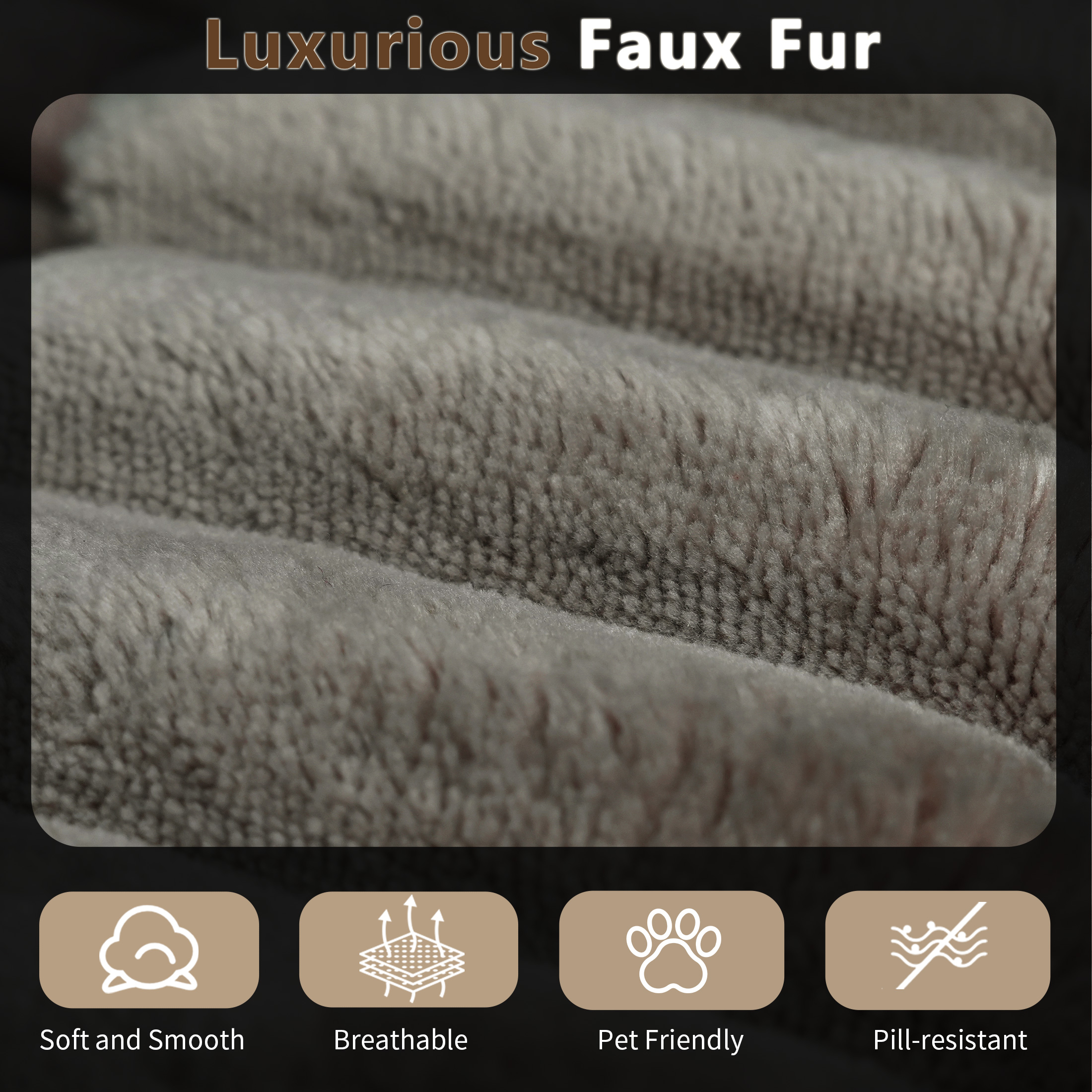 Chaise Lounge Chair Indoor, Oversized Upholstered Sofa Bed, Sleeper Couch Reading Chairs Fluffy Plush Faux Fur Cloud Sofas Couches for Living Room,Camel - Image 5