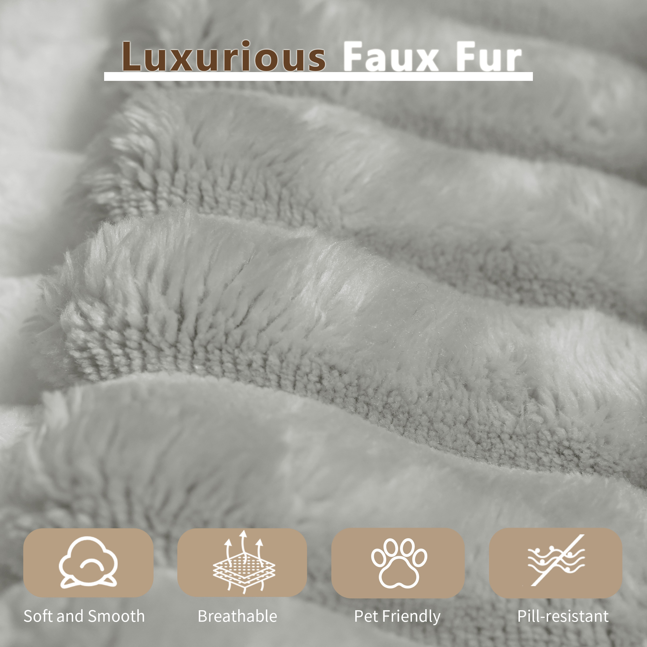 Chaise Lounge Chair Indoor, Oversized Upholstered Sofa Bed, Sleeper Couch Reading Chairs Fluffy Plush Faux Fur Cloud Sofas Couches for Living Room,Grey - Image 5