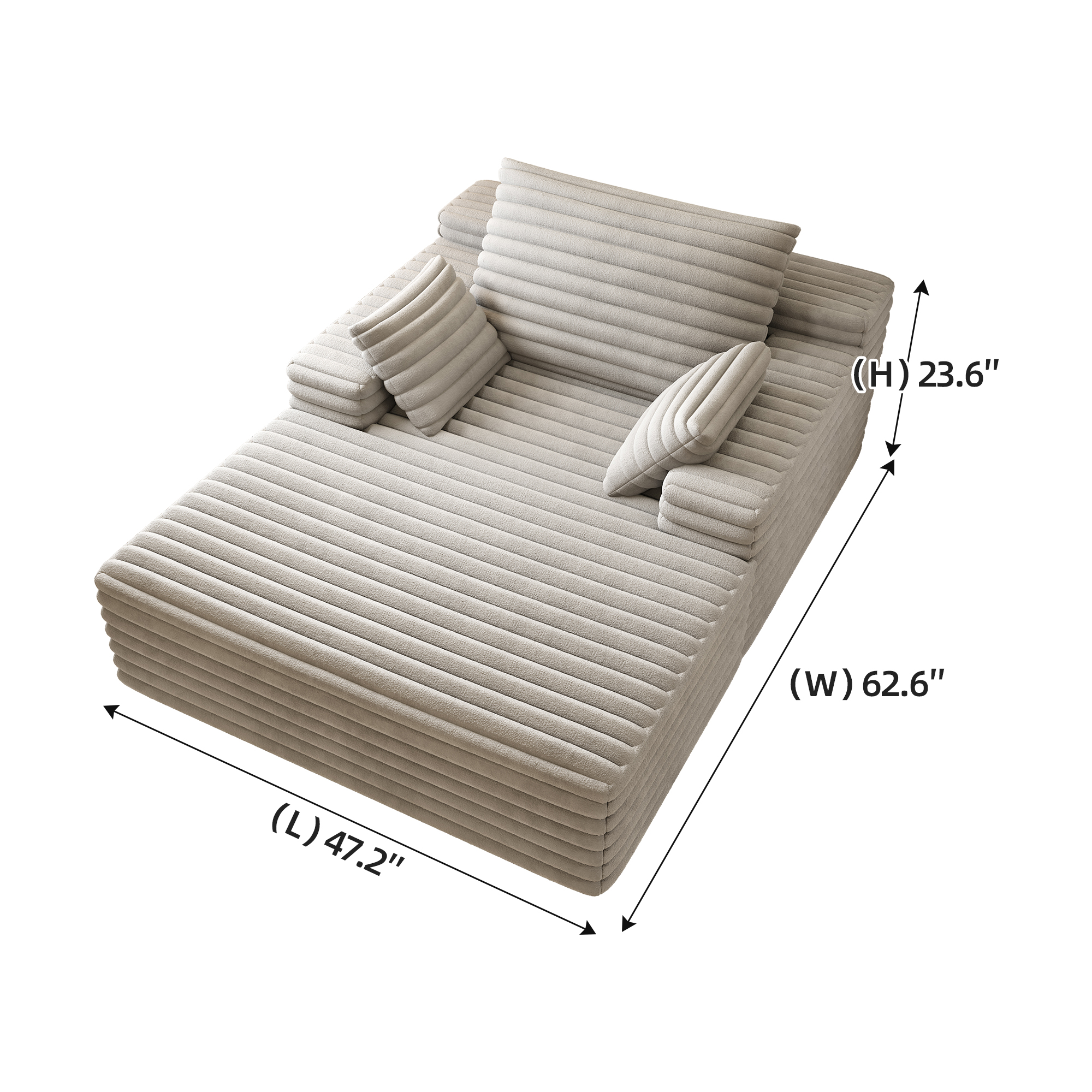 Chaise Lounge Chair Indoor, Oversized Upholstered Sofa Bed, Sleeper Couch Reading Chairs Fluffy Plush Faux Fur Cloud Sofas Couches for Living Room,Grey - Image 6