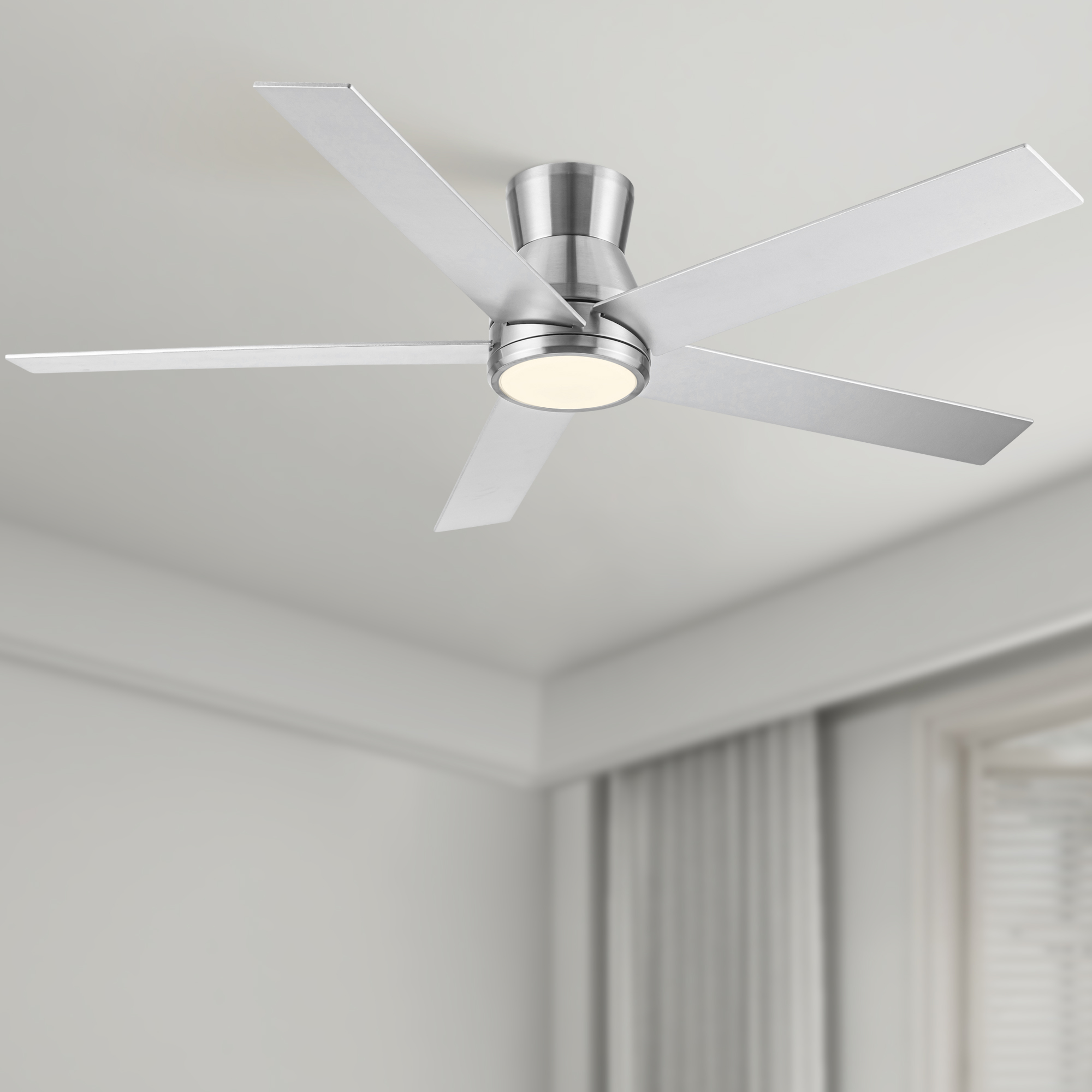 52" Brushed Nickel Lowe Profile Ceiling Fan with Light - Image 2
