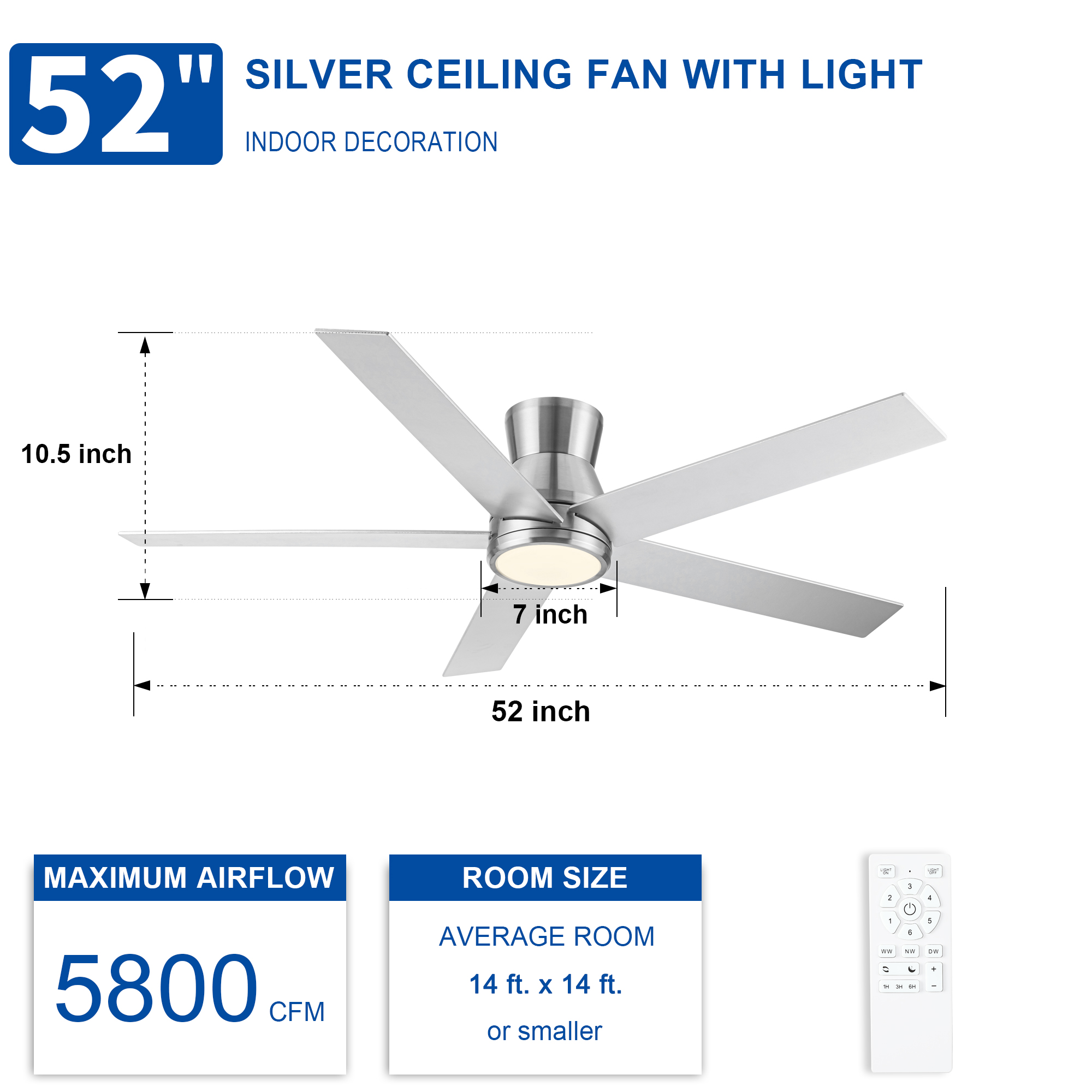 52" Brushed Nickel Lowe Profile Ceiling Fan with Light - Image 5