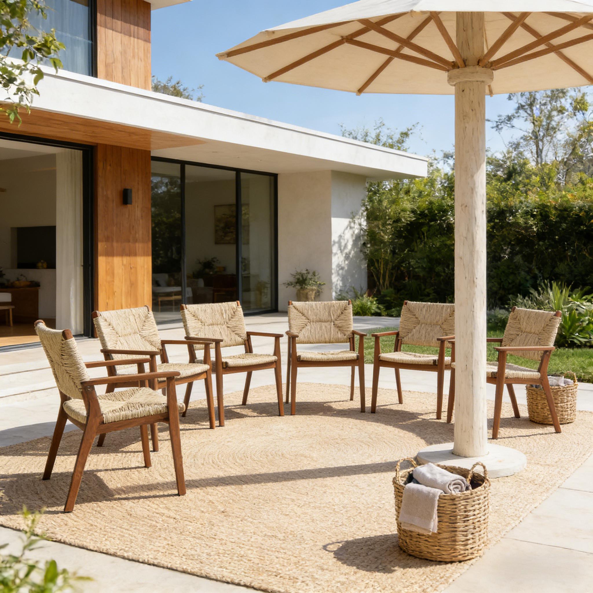 MP2, Durable Outdoor Dining Chair with Acacia Wood Frame, Handwoven Wicker Seat, Teak Finish, Patio Garden Furniture, (Compatible with Matching Table) - Image 5