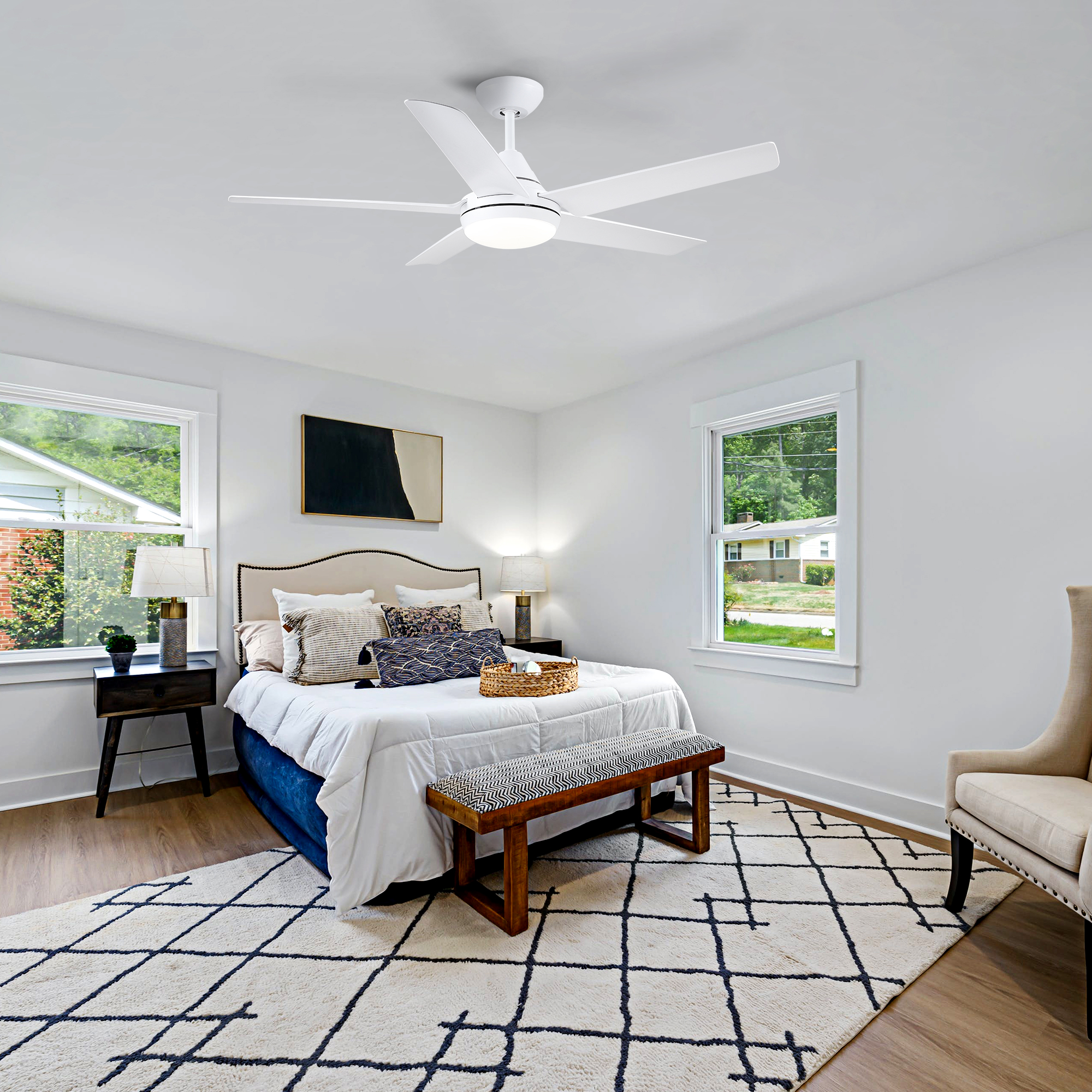 48 In Intergrated LED Ceiling Fan with White ABS Blade - Image 3