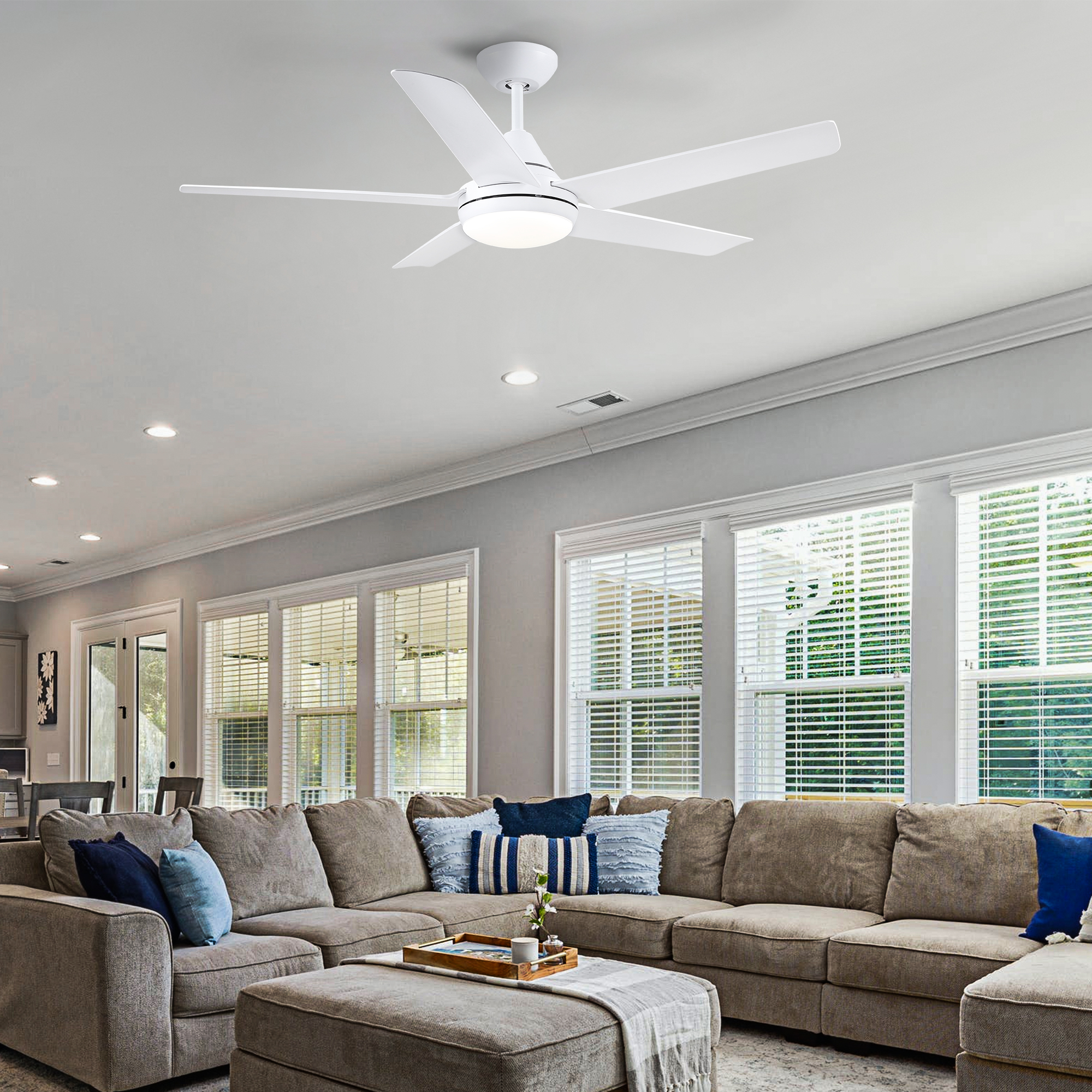 48 In Intergrated LED Ceiling Fan with White ABS Blade - Image 5
