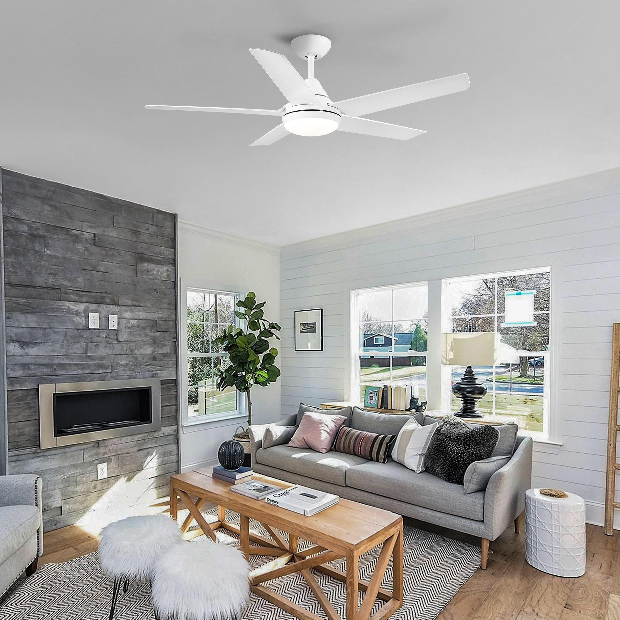 48 In Intergrated LED Ceiling Fan with White ABS Blade - Image 4