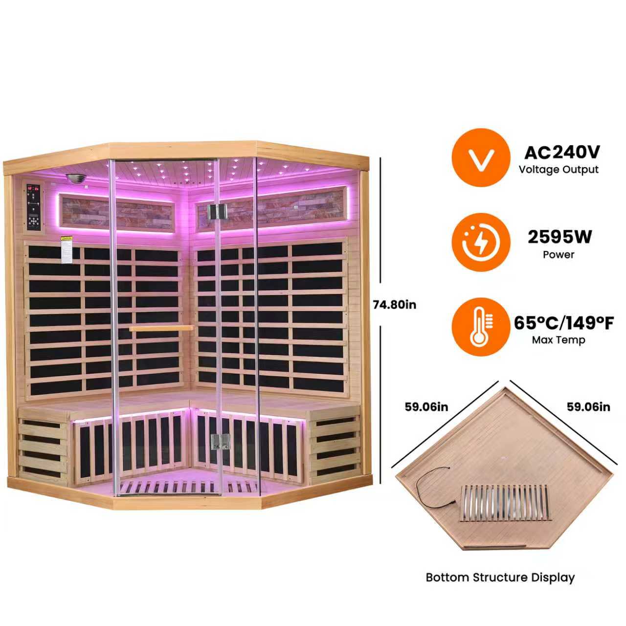 Family style pentagonal sauna room - Image 3