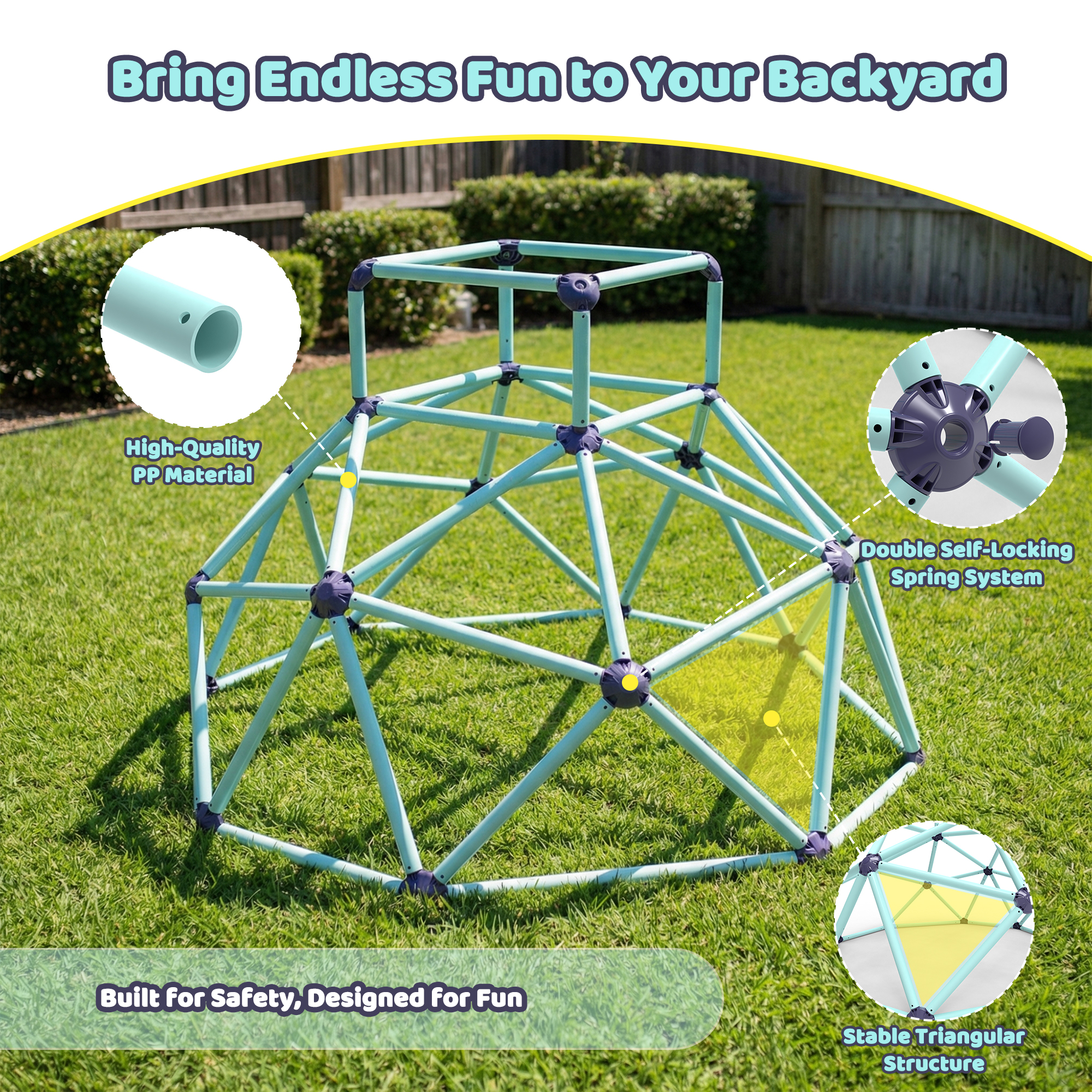 Geometric Climbing Dome – Sturdy, Strong Load Capacity, Easy Assembly, Portable, and Versatile for Indoor and Outdoor Use, for Kids Ages 3 to 10 - Image 6