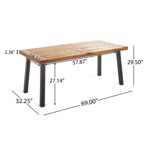 Outdoor Dining Set – Premium Acacia Wood Dining Table & Rope Chairs With Light Gray Cushion for Comfortable Dining Experience,Suitable for large gatherings(1 Table + 6 Chairs) - Image 3