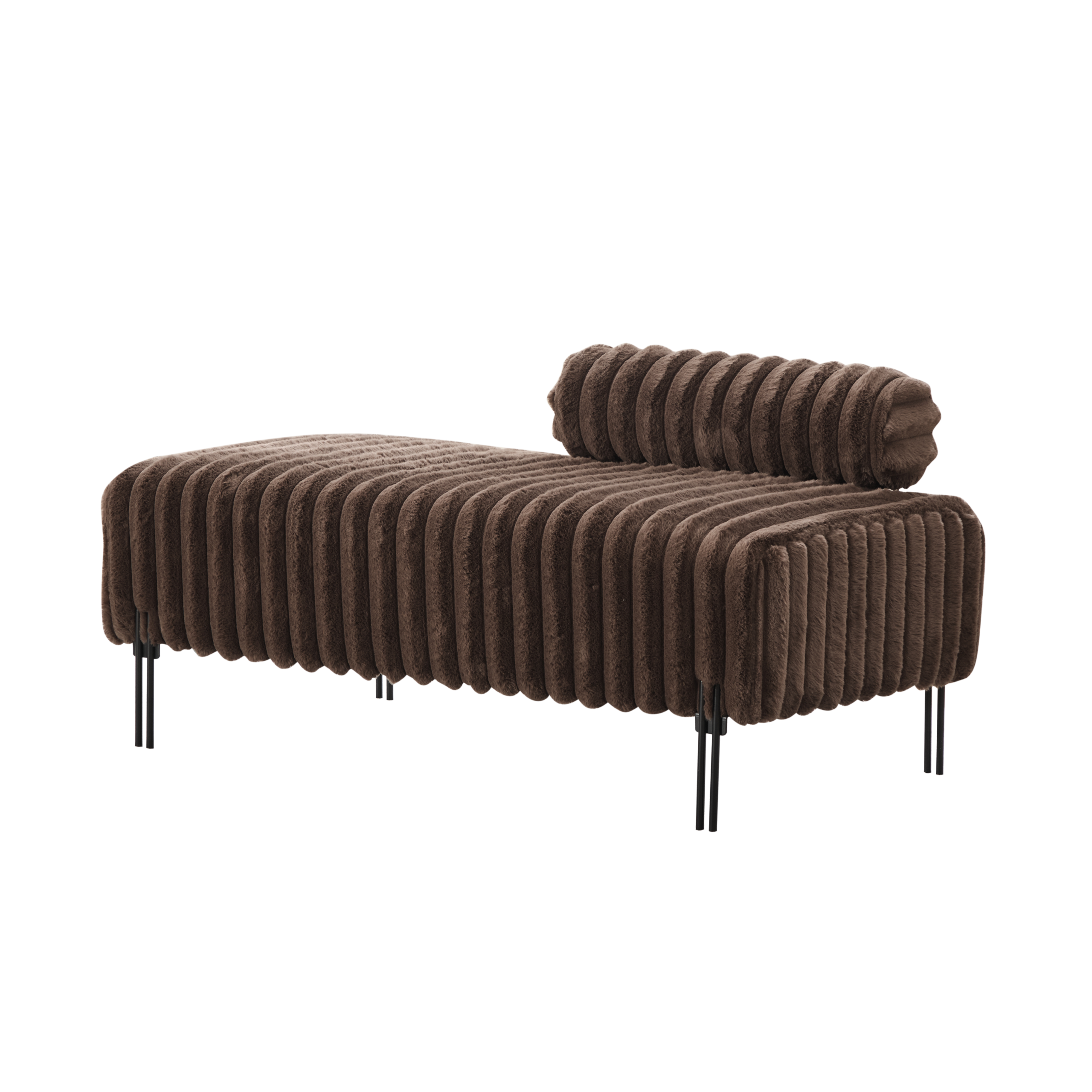 49.6" Wide Upholstered Mini Loveseat with Metal Legs, 2-Seater Small Sofa End of Bed Bench Window Ottoman Footrest with Adjustable Back for Living Room Bedroom Entryway Hallway Small Space, Brown - Image 5