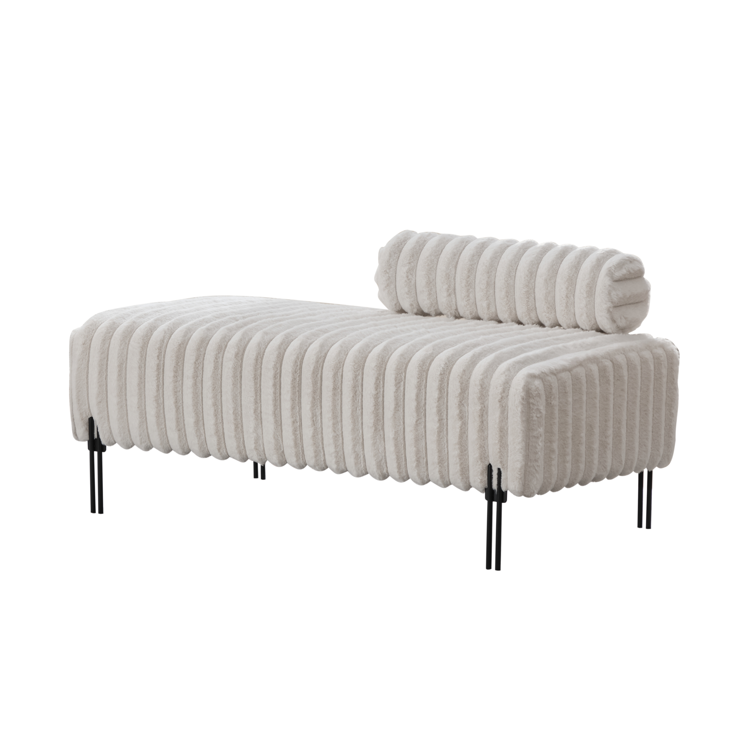 49.6" Wide Upholstered Mini Loveseat with Metal Legs, 2-Seater Small Sofa End of Bed Bench Window Ottoman Footrest with Adjustable Back for Living Room Bedroom Entryway Hallway Small Space, Beige - Image 3