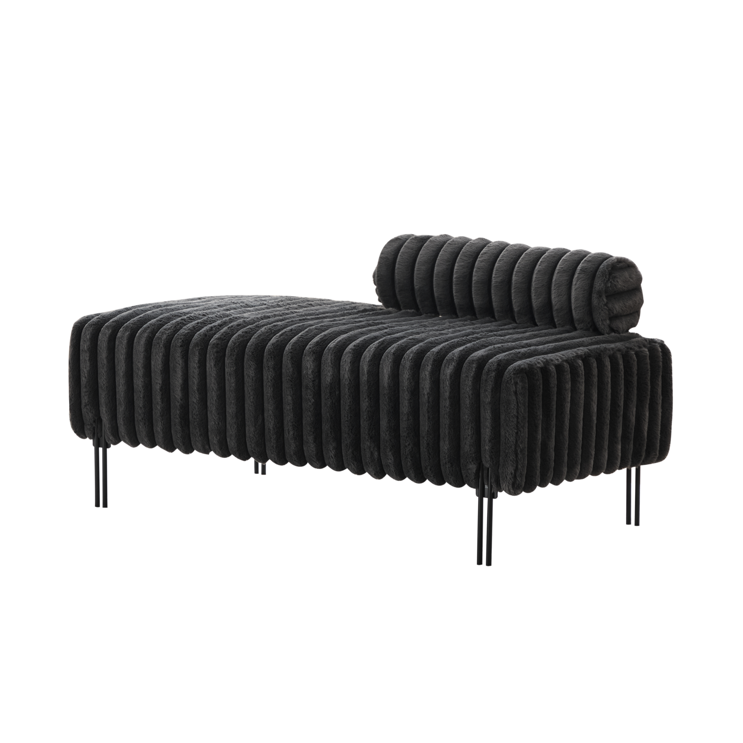 49.6" Wide Upholstered Mini Loveseat with Metal Legs, 2-Seater Small Sofa End of Bed Bench Window Ottoman Footrest with Adjustable Back for Living Room Bedroom Entryway Hallway Small Space, Charcoal - Image 3