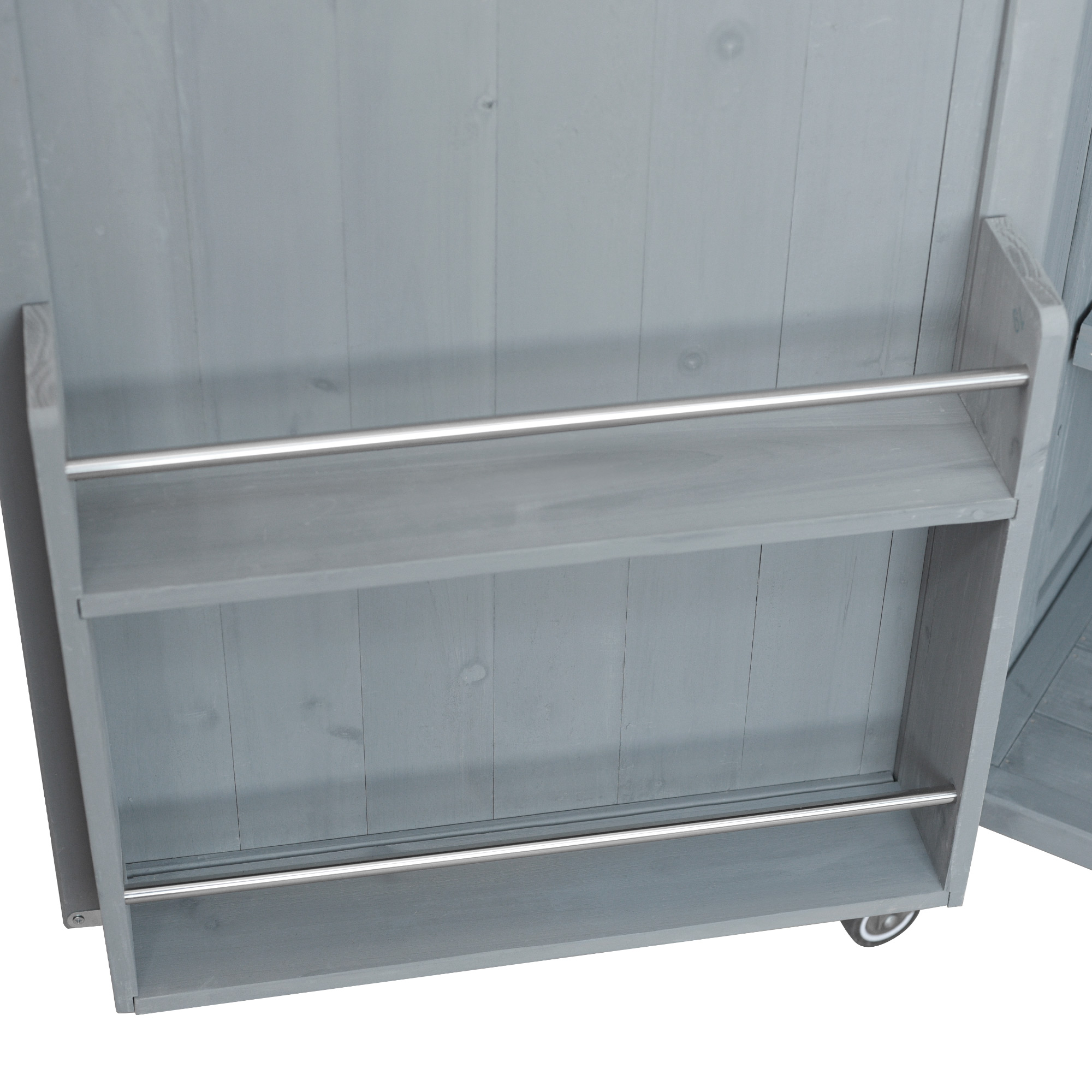 K&K 39.4" Outdoor Kitchen Island with Stainless Table Top, Outdoor Storage Kitchen Cabinet with One Large Drawer, Adjustable Shelves, Internal Storage Racks & 4 Wheels for Pizza Prep, Grey Blue - Image 6