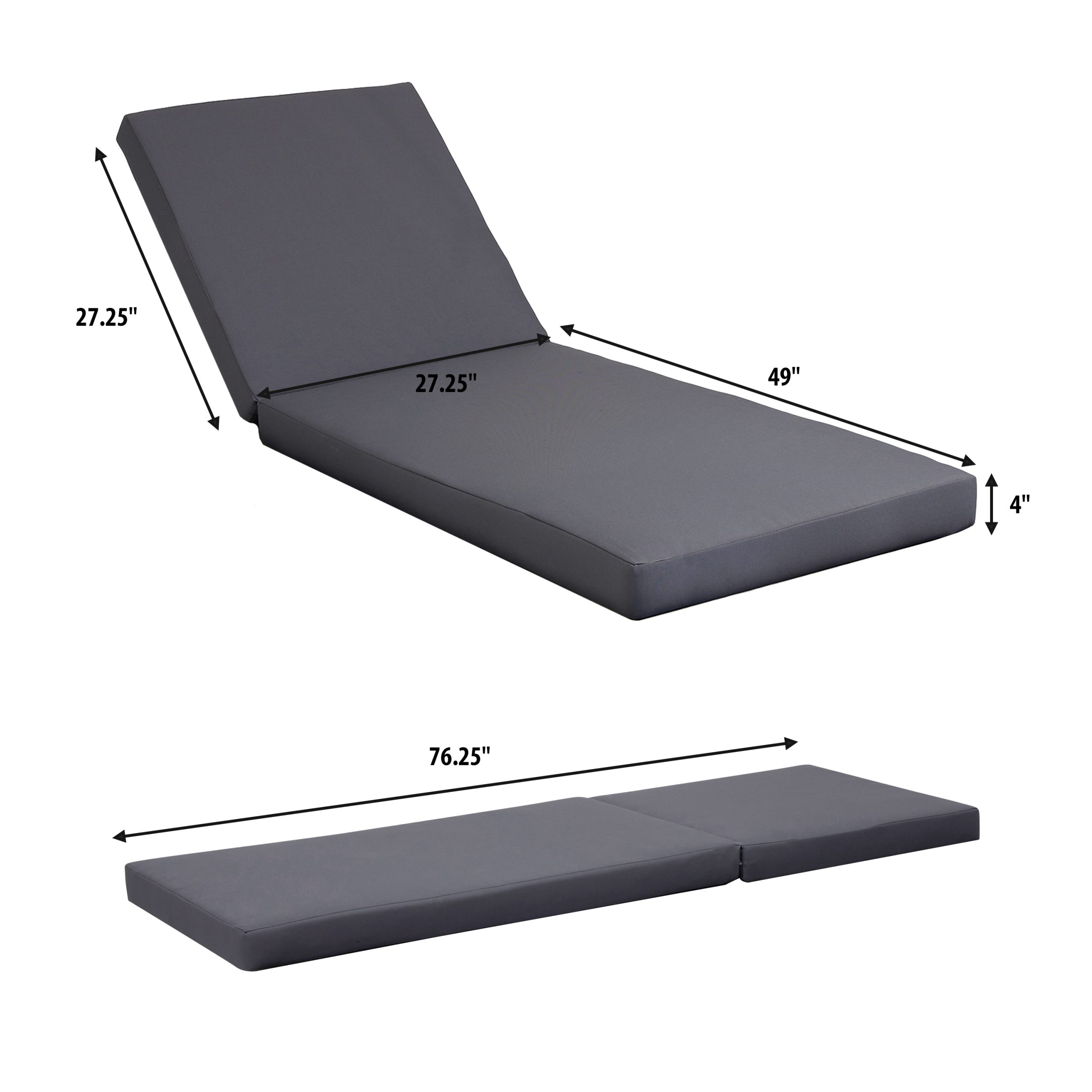 Lounge chaise Set, Acacia solid wood with LOUNGE CUSHION (Dark Grey) - Matching Cream Version Available - Image 3