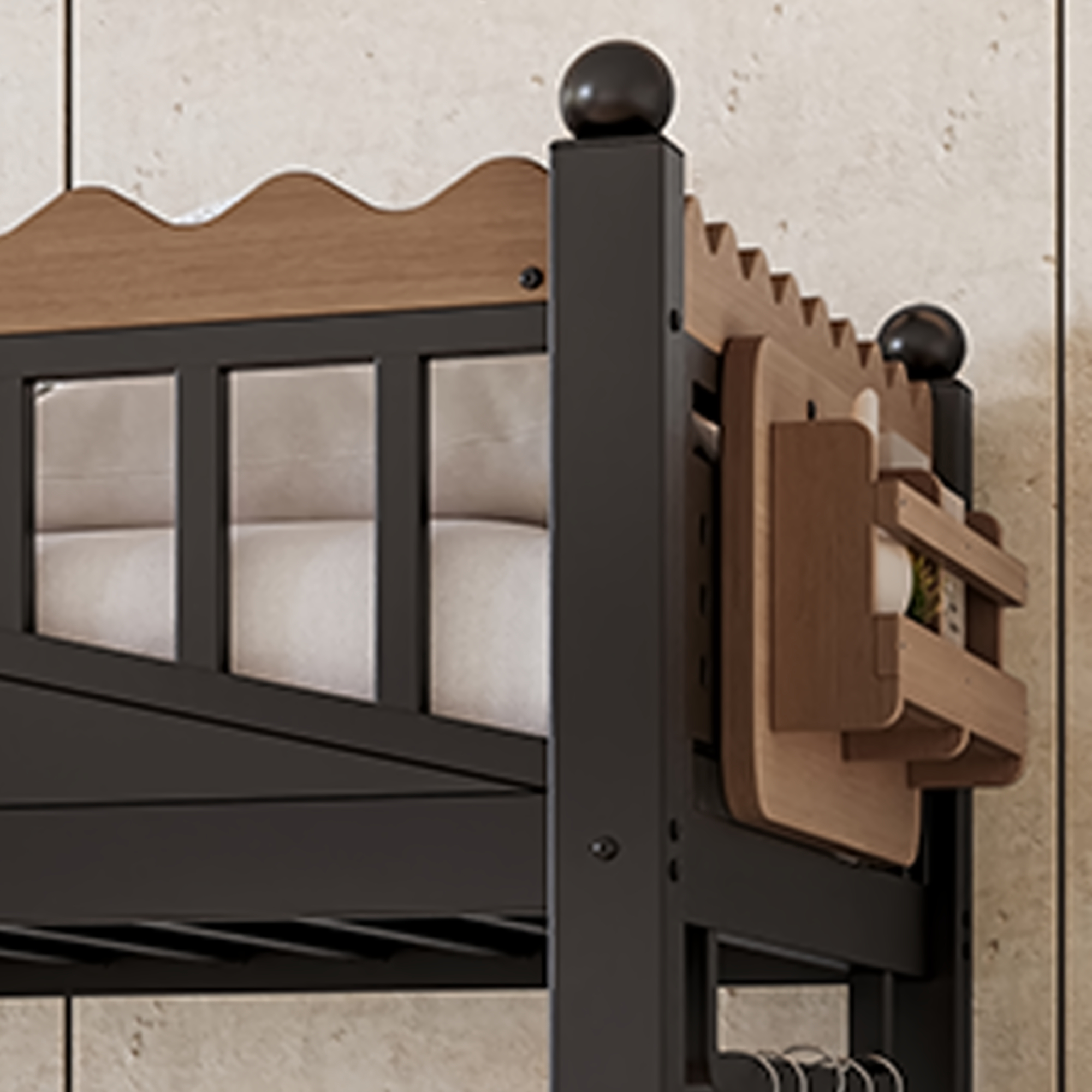 Twin XL Size Loft Bed with Storage Stairs, Metal Loft Beds Frame with Storage Shelves and bookshelf, Loft Bed for Bedroom, Guest, Dorms, Black - Image 6