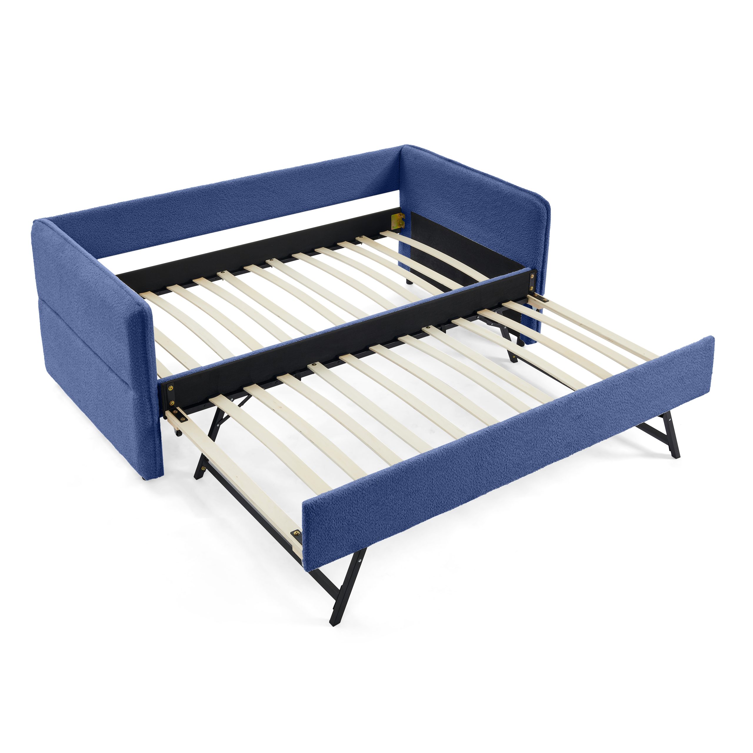 Daybed with Twin Size Pop-up Trundle Upholstered Tufted Sofa Bed, Twin Size, Boucle Fabric (83"x43"x29.5") - Image 3