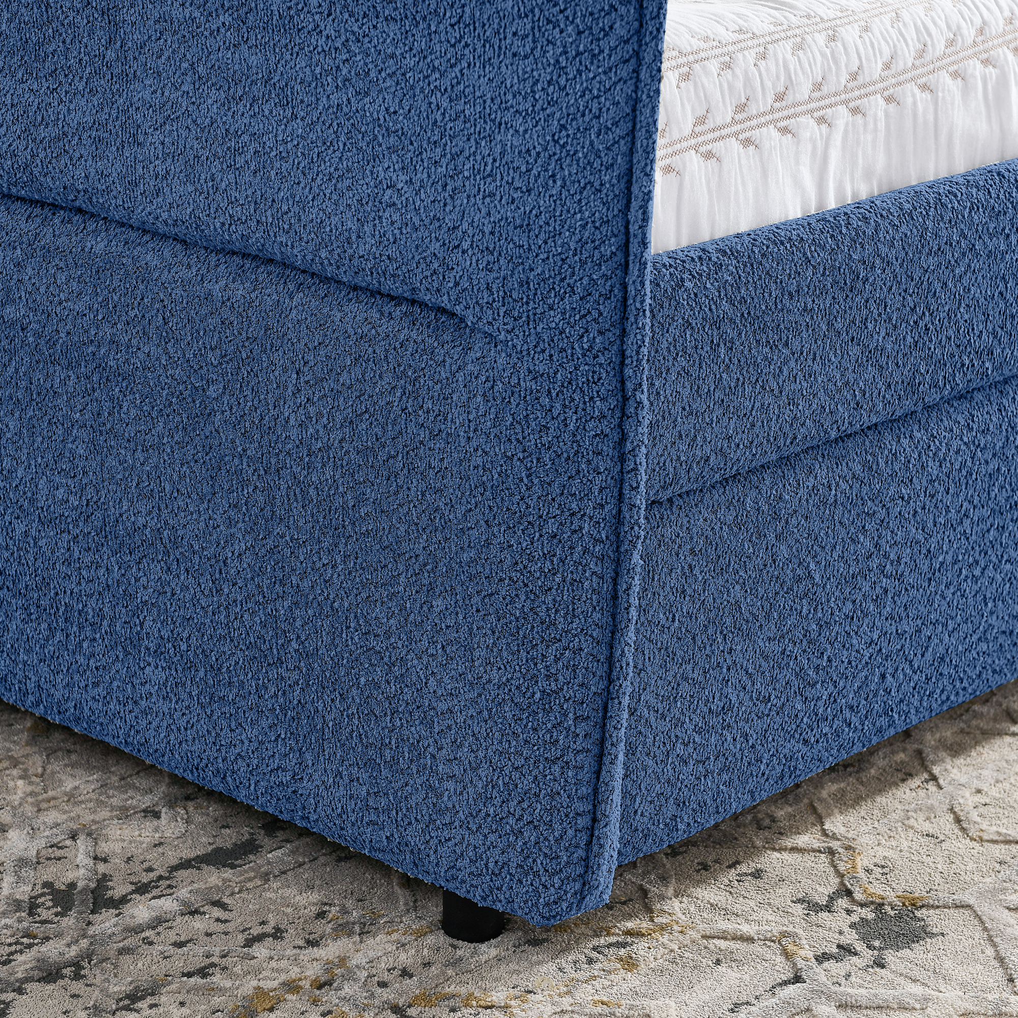 Queen Size Daybed with Two Drawers Upholstered Tufted Sofa Bed, Boucle Fabric (88"x65.5"x29.5") - Image 4