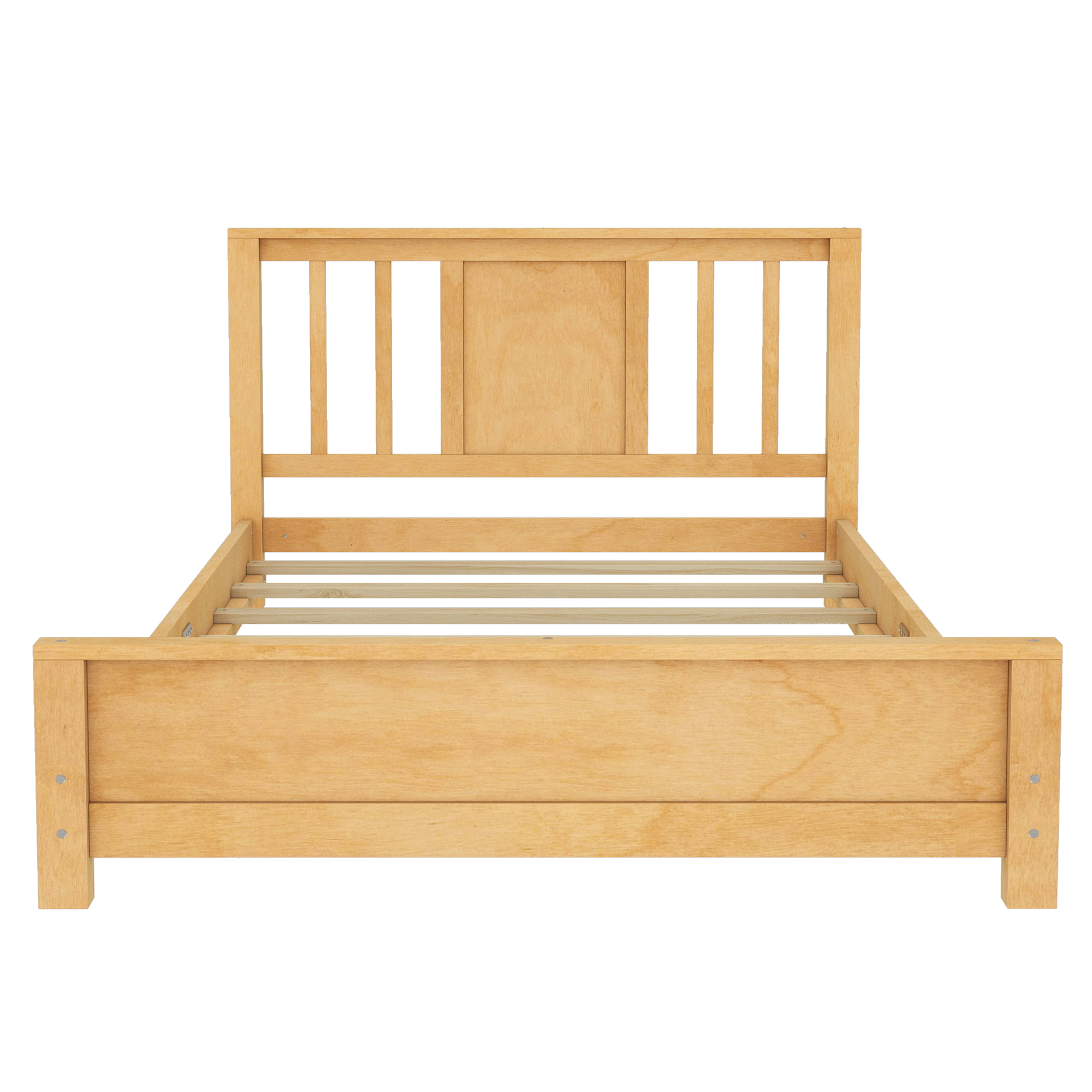 Twin Size Platform Bed Frame with Headboard, Solid Wood Low Profile Platform Bed Frame, Floor Bed with Support Slats, Natural - Image 5