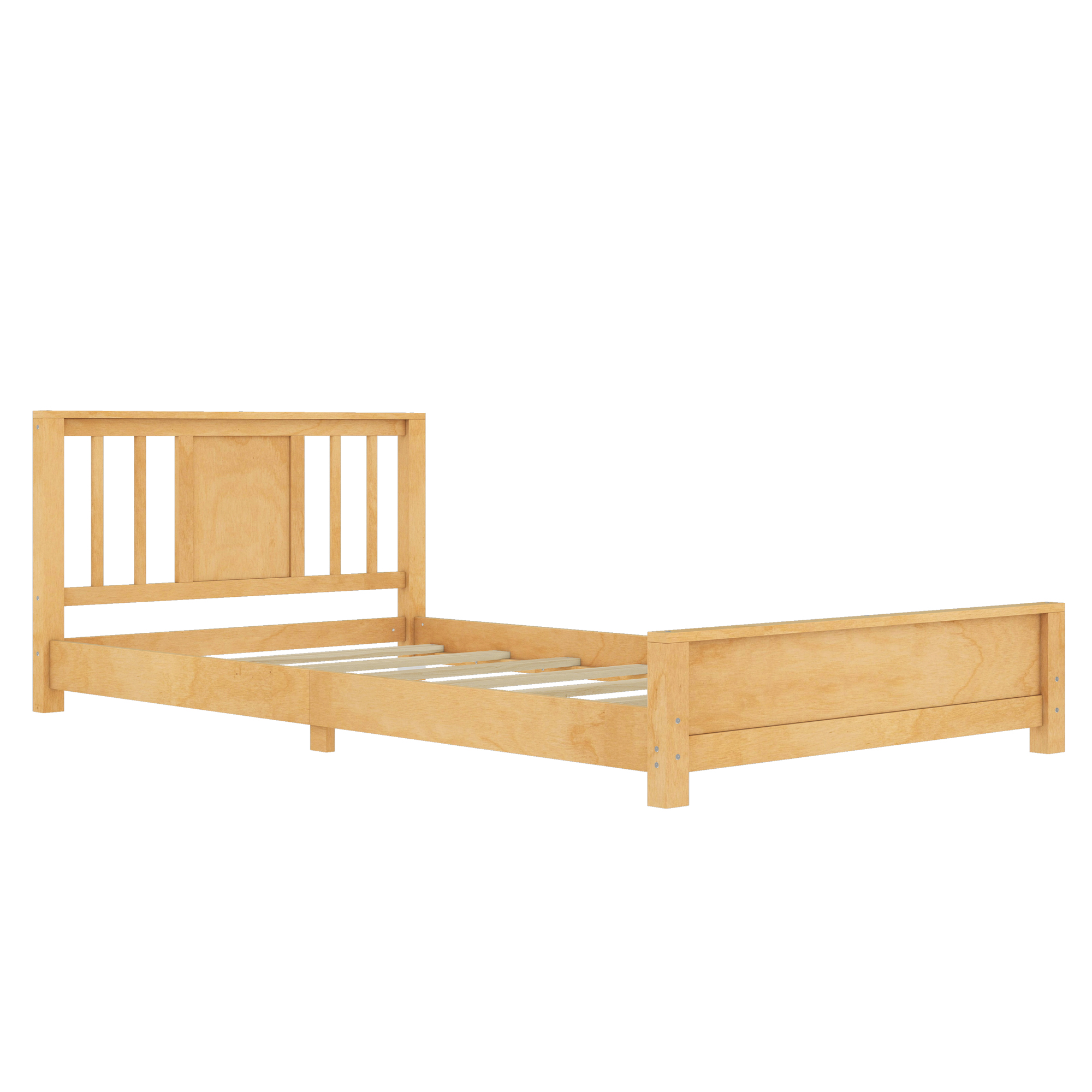 Twin Size Platform Bed Frame with Headboard, Solid Wood Low Profile Platform Bed Frame, Floor Bed with Support Slats, Natural - Image 6