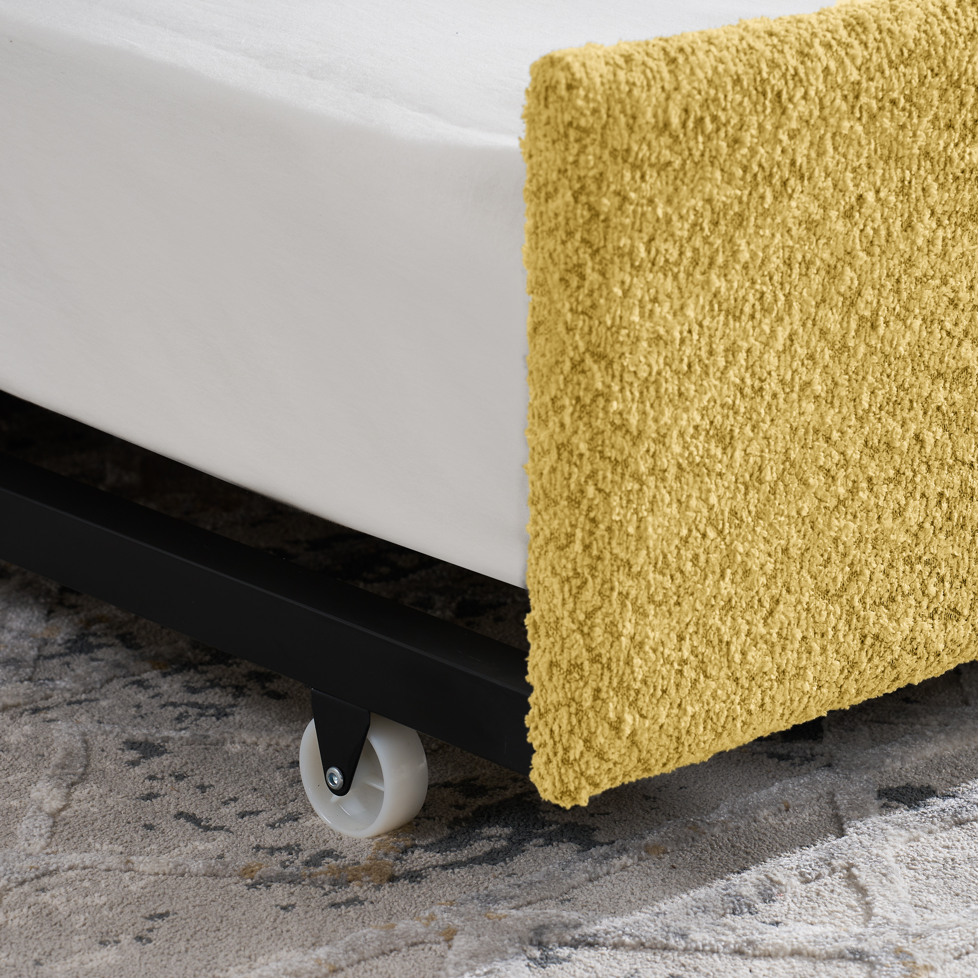 Daybed with Twin Size Pop-up Trundle Upholstered Tufted Sofa Bed, Twin Size, Boucle Fabric (83"x43"x29.5") - Image 4