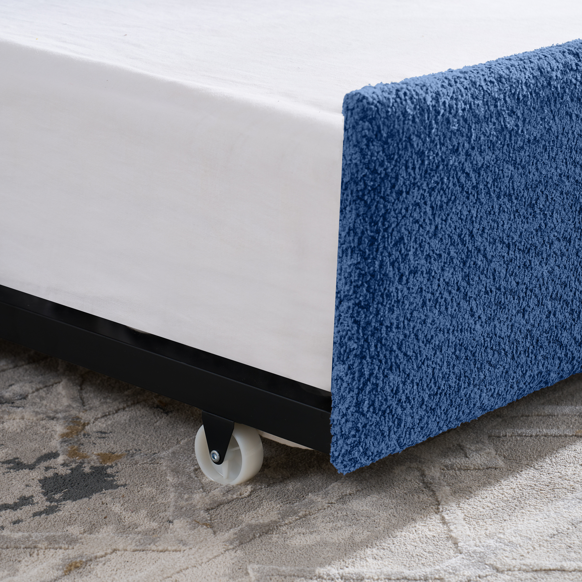 Full Size Daybed with Twin Size Pop-up Trundle Upholstered Tufted Sofa Bed, Full Size, Boucle Fabric (83"x58.5"x29.5") - Image 5
