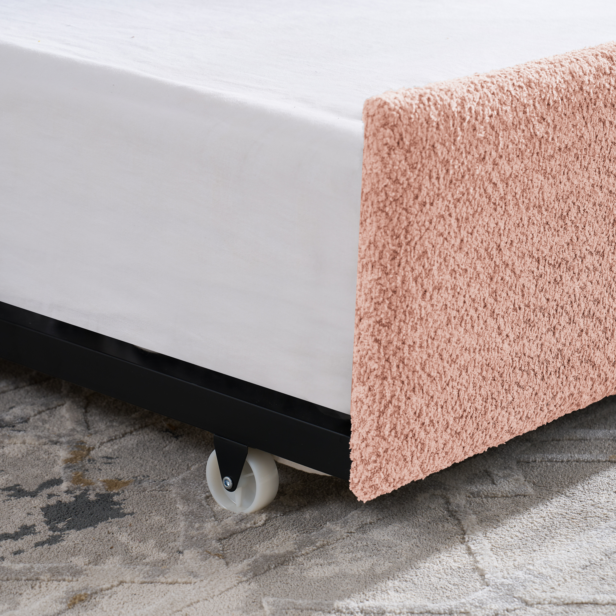 Full Size Daybed with Twin Size Pop-up Trundle Upholstered Tufted Sofa Bed, Full Size, Boucle Fabric (83"x58.5"x29.5") - Image 6