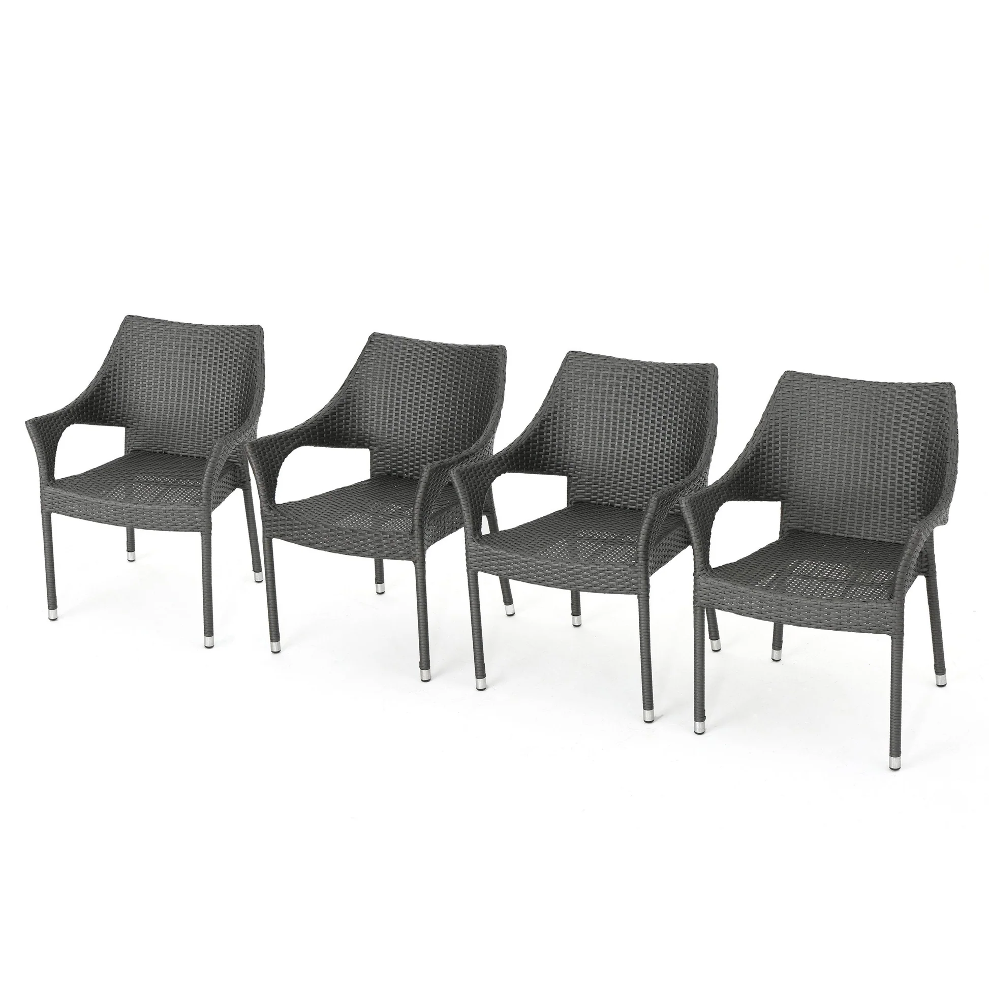MIRAGE GREY PE WICKER STACKING ARMCHAIR,4PCS - Image 4