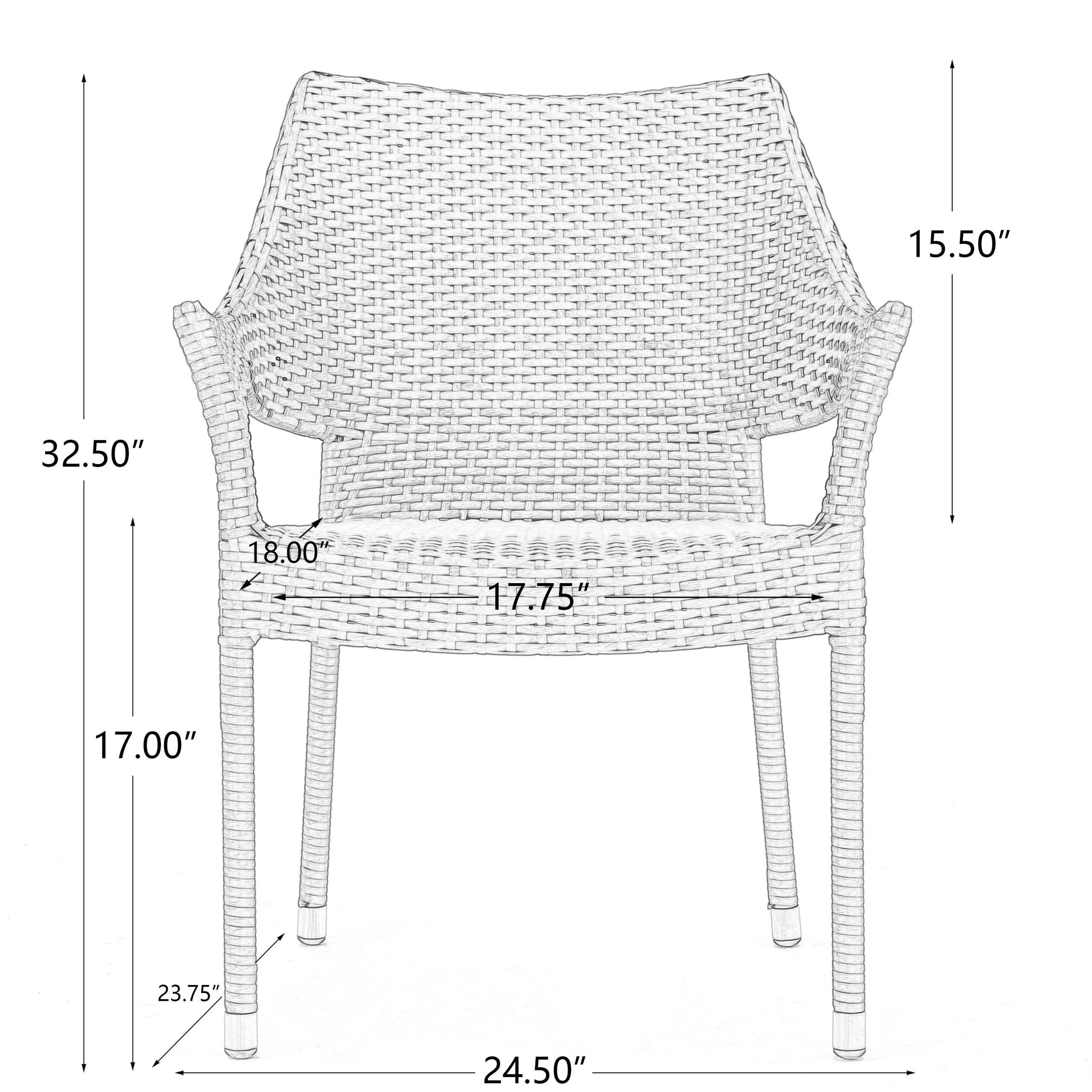 MIRAGE GREY PE WICKER STACKING ARMCHAIR,4PCS - Image 5