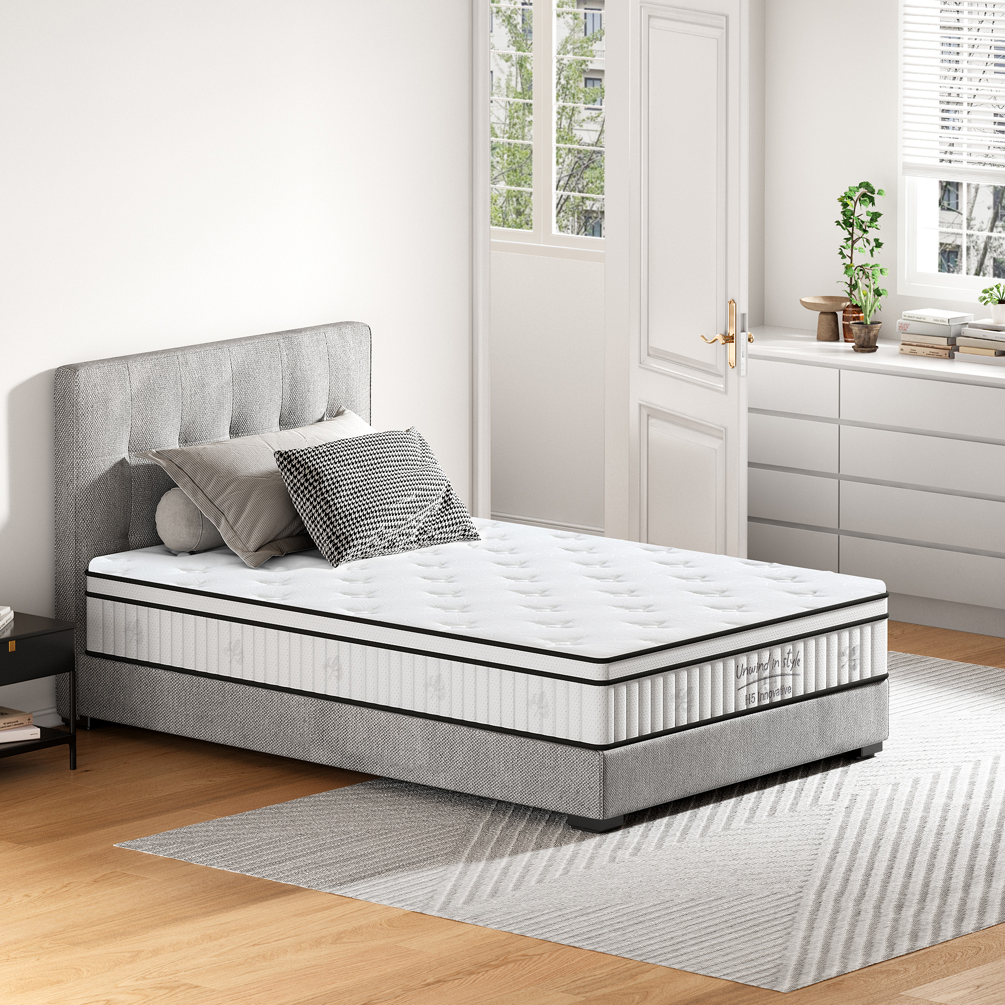 Twin Size Mattress,12 Inch Hybrid Mattress, Individually Pocketed Innerspring, Medium Firm - Image 3