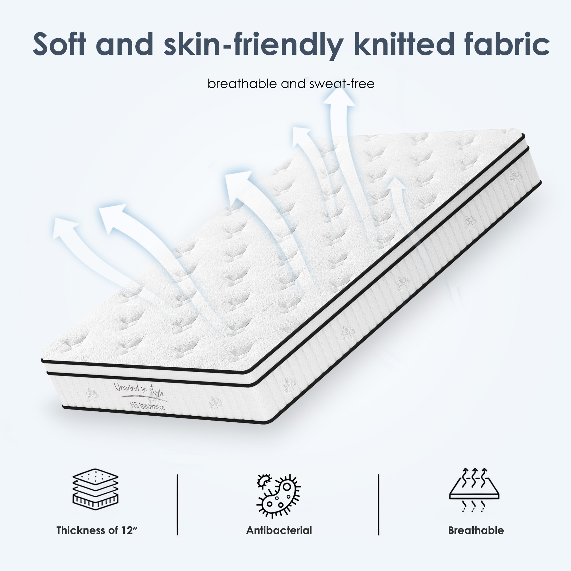 Twin Size Mattress,12 Inch Hybrid Mattress, Individually Pocketed Innerspring, Medium Firm - Image 6